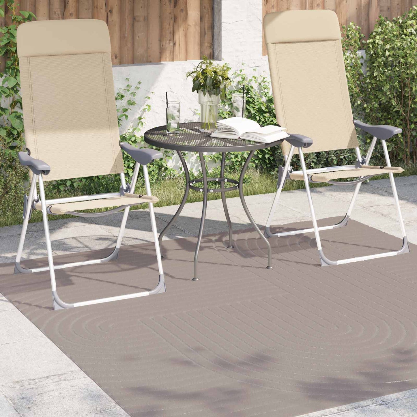 Områdetæpper Firkantet PALMERAS Beige 120 x 120 cm Polyester