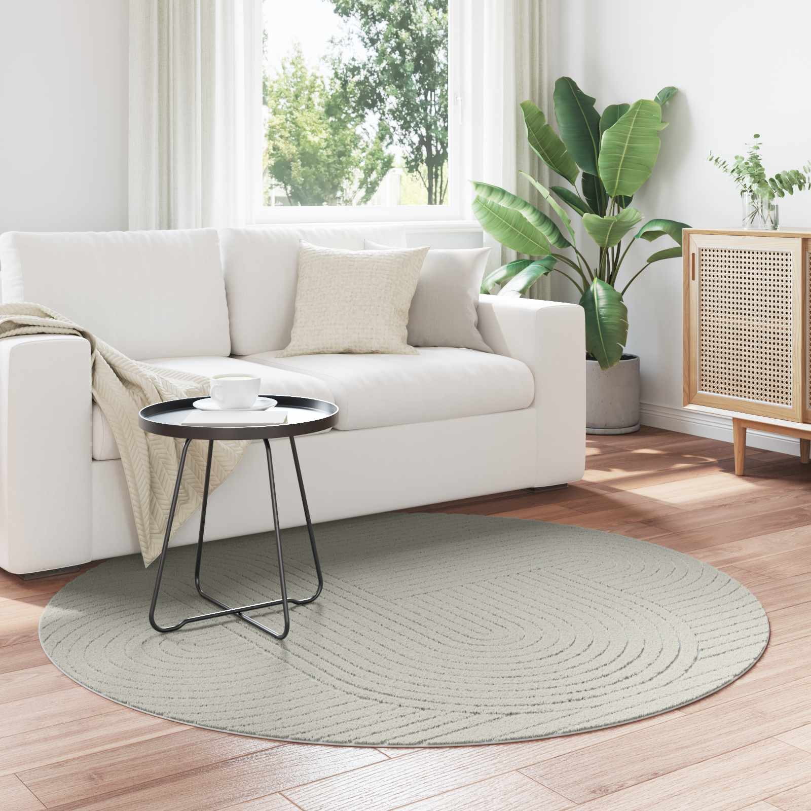 Områdetæpper Rund PALMERAS Grøn Ø 160 CM Polyester billede