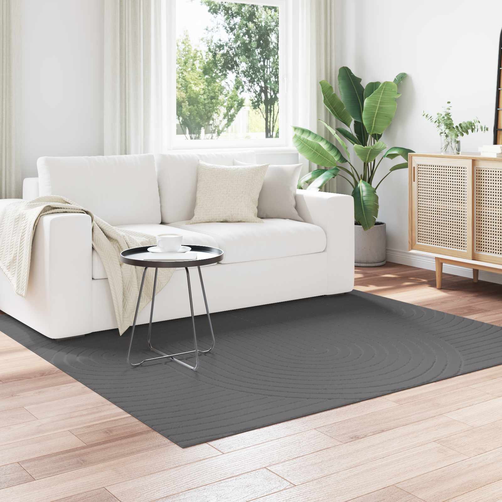 Områdetæpper Firkantet PALMERAS Antracit 120 x 120 cm Polyester billede
