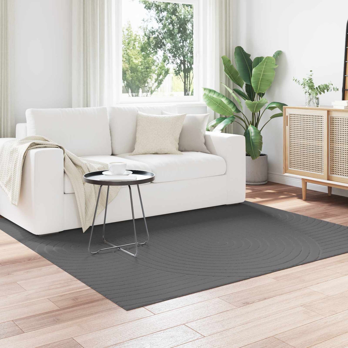 Indendørs og udendørs tæppe PALMERAS Antracit 120 x 120 cm