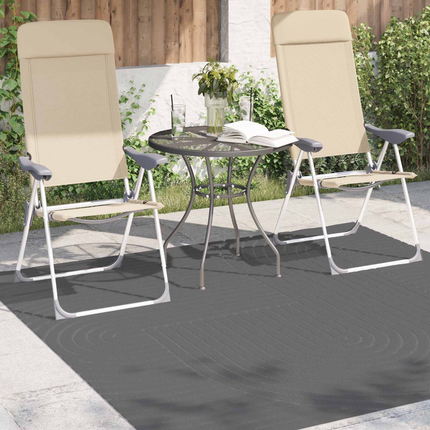 Indendørs og udendørs tæppe PALMERAS Antracit 200 x 200 cm