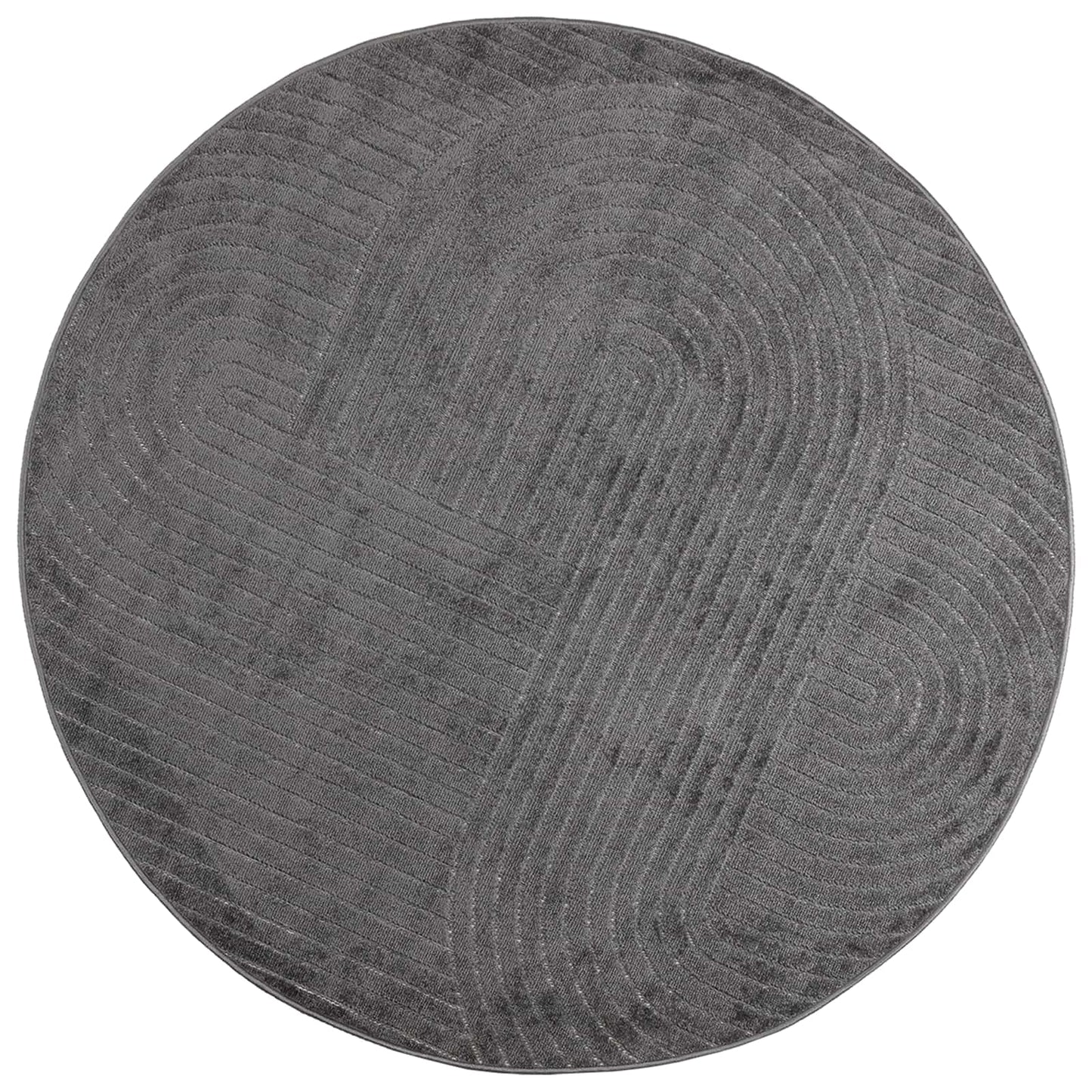 Områdetæpper Rund PALMERAS Antracit Ø 160 CM Polyester