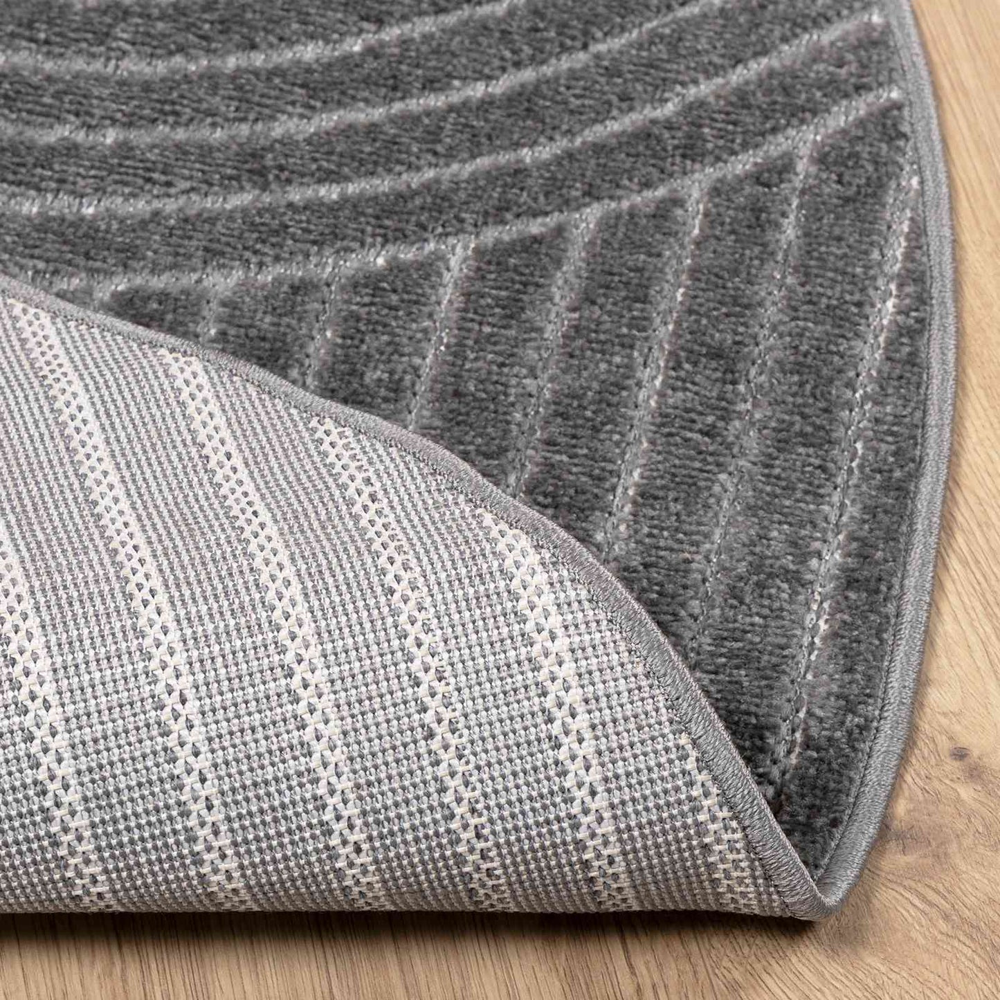 Områdetæpper Rund PALMERAS Antracit Ø 200 CM Polyester