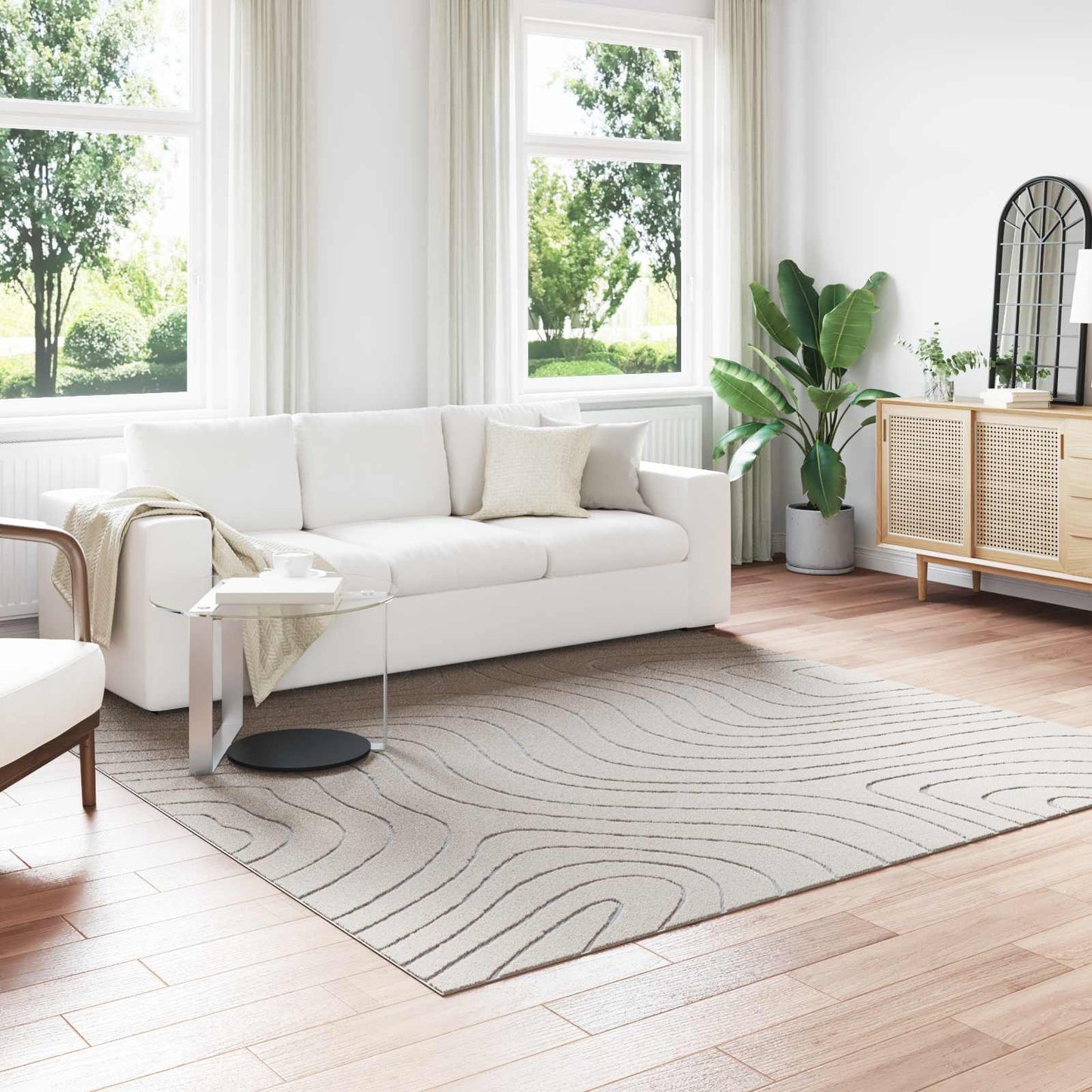 Områdetæpper Firkantet PALMERAS Creme 240 x 240 cm Polyester