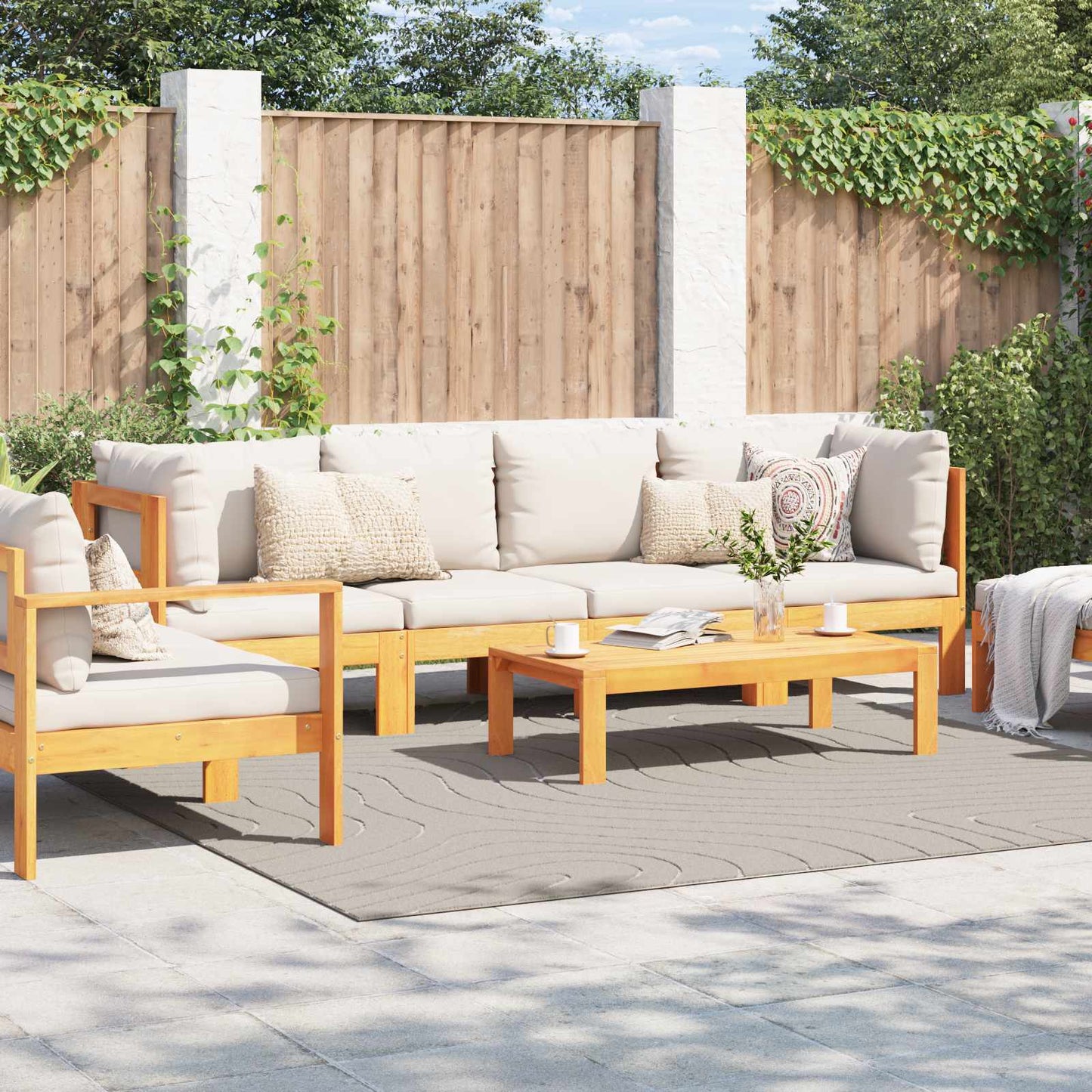 Indendørs og udendørs tæppe PALMERAS Creme 240 x 240 cm