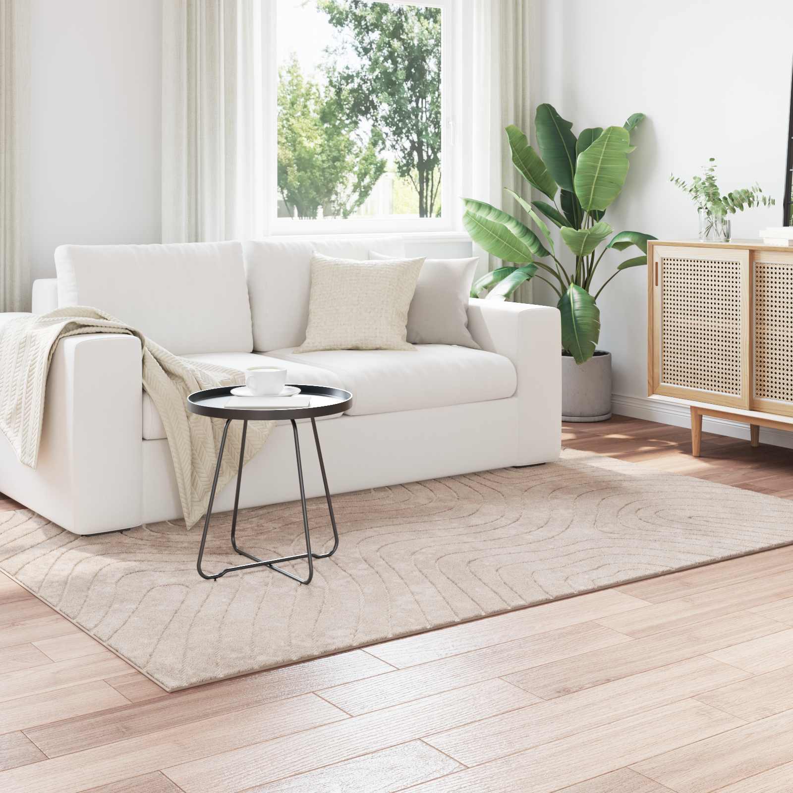 Områdetæpper Rektangulær PALMERAS Beige 120 x 170 cm Polyester billede