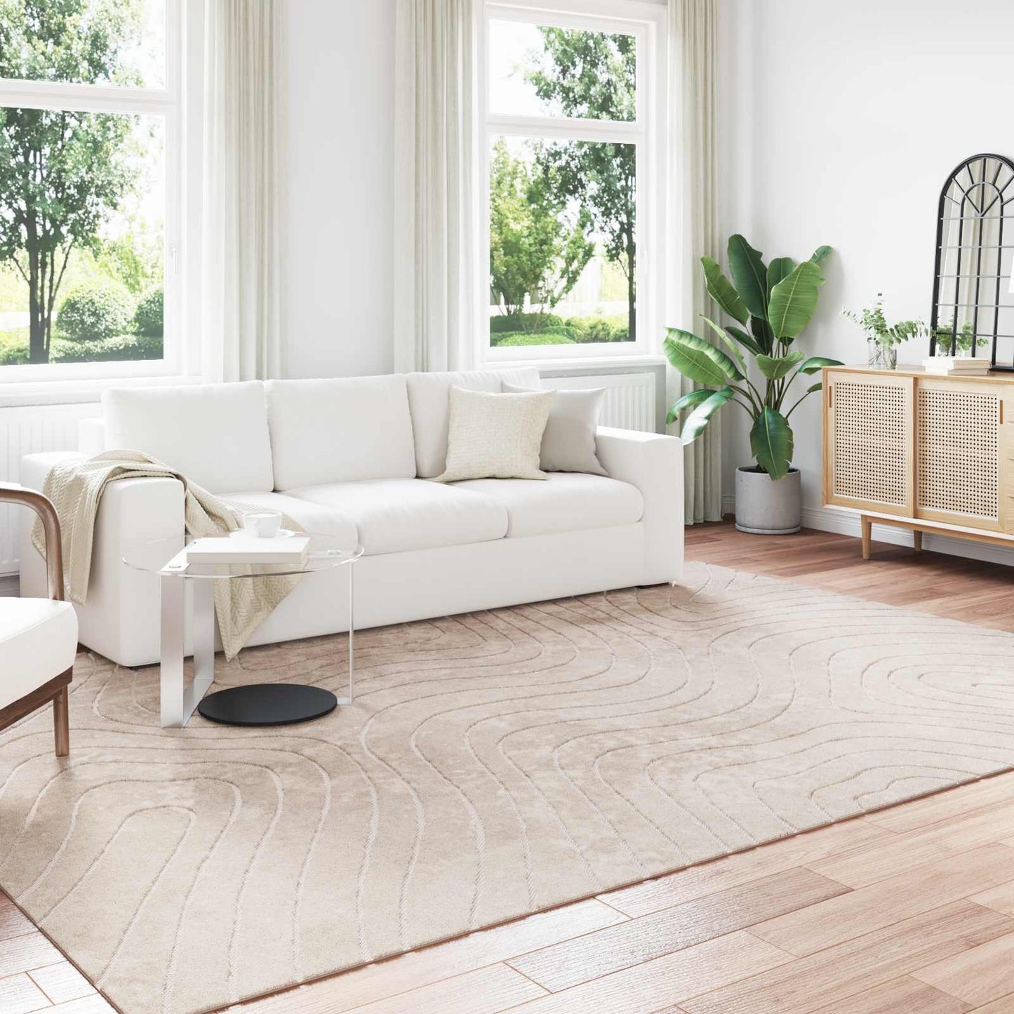 Områdetæpper Rektangulær PALMERAS Beige 200 x 280 cm Polyester