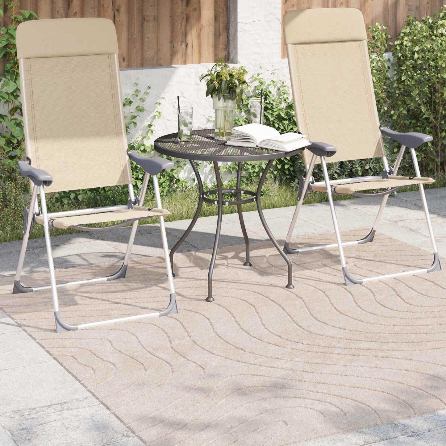 Områdetæpper Firkantet PALMERAS Beige 120 x 120 cm Polyester