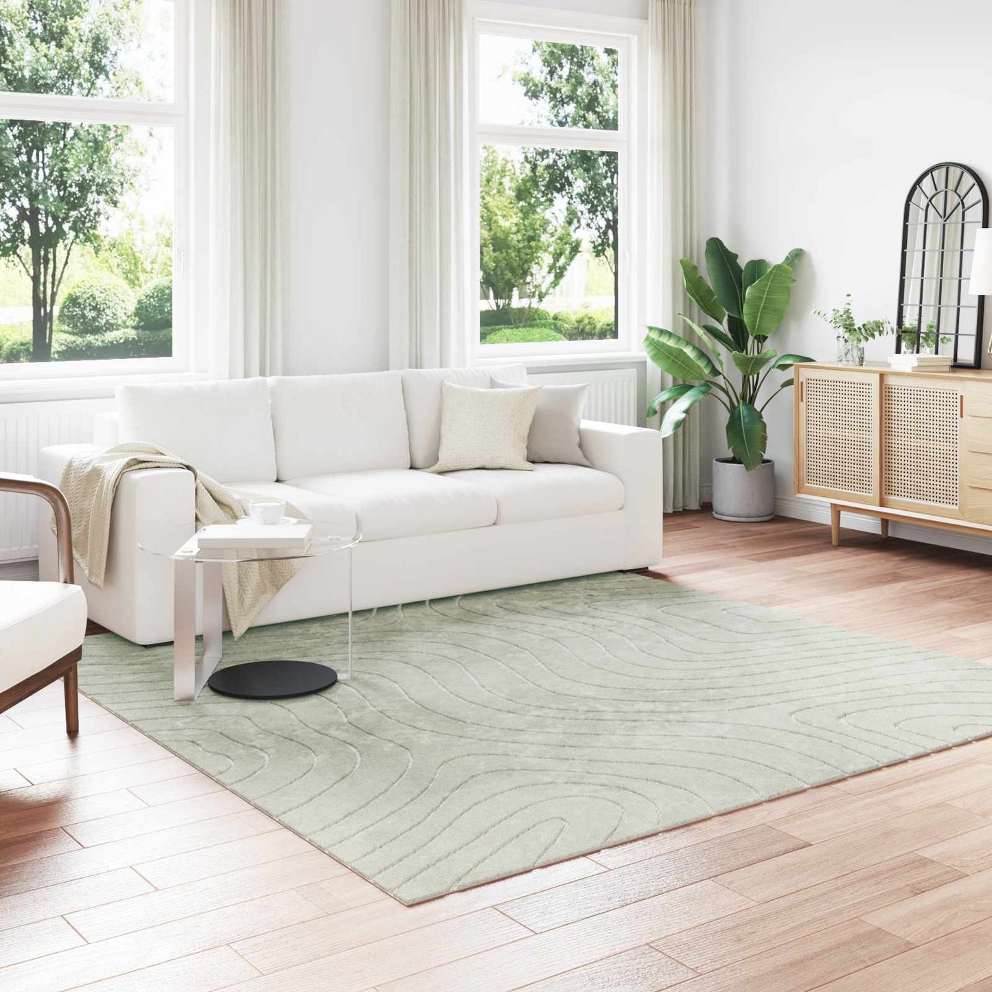 Områdetæpper Firkantet PALMERAS Grøn 240 x 240 cm Polyester
