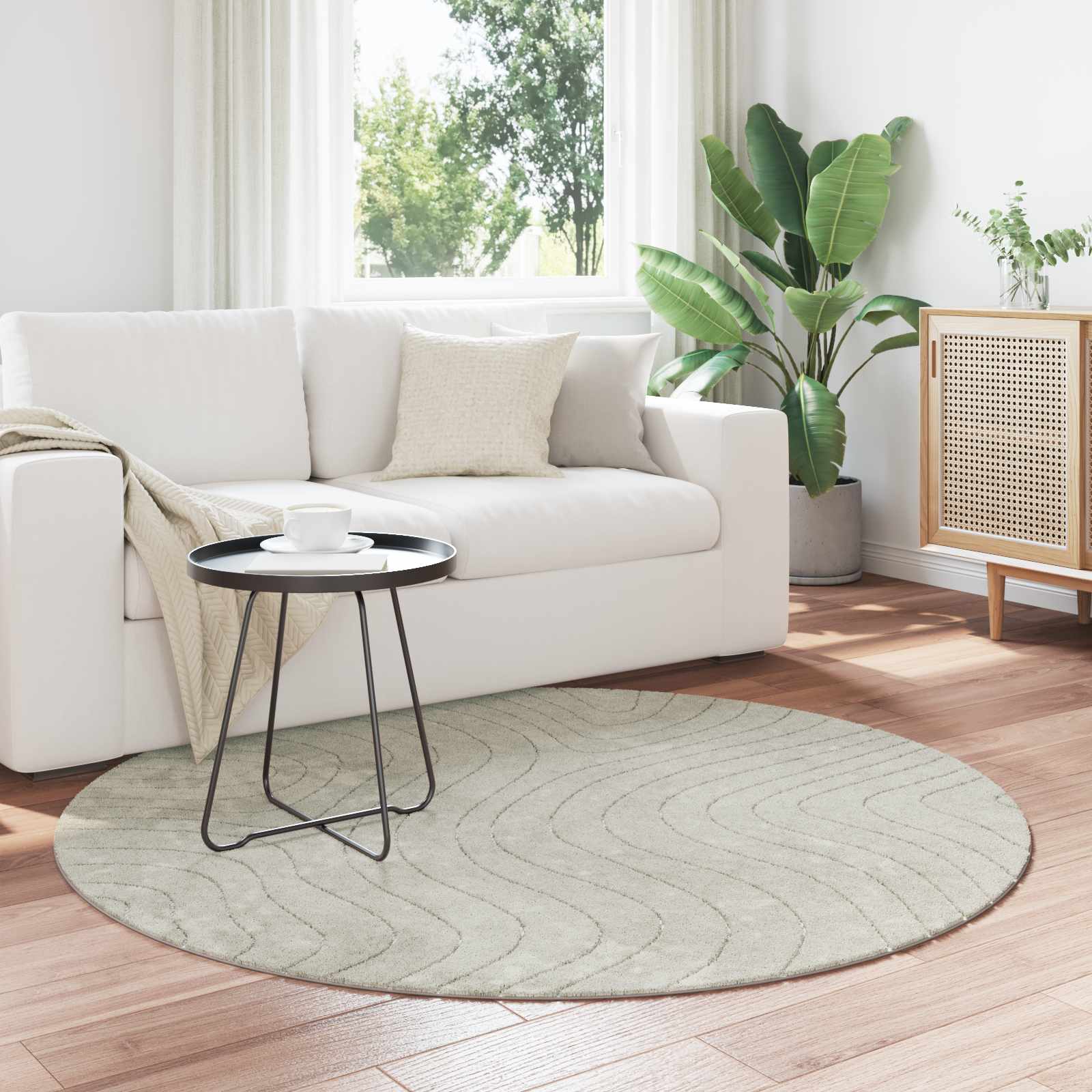 Områdetæpper Rund PALMERAS Grøn Ø 120 CM Polyester billede