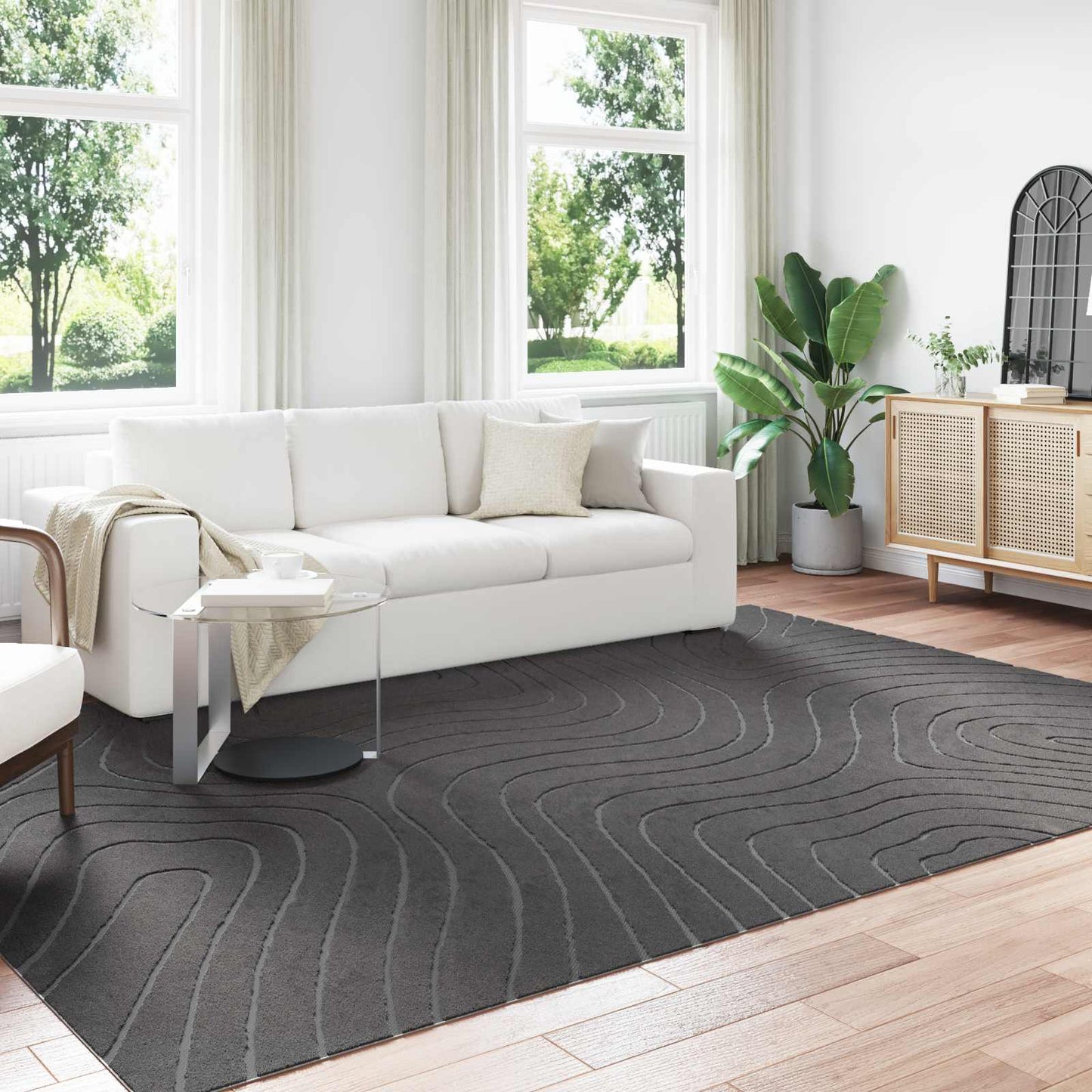 Indendørs og udendørs tæppe PALMERAS Antracit 280 x 200 cm