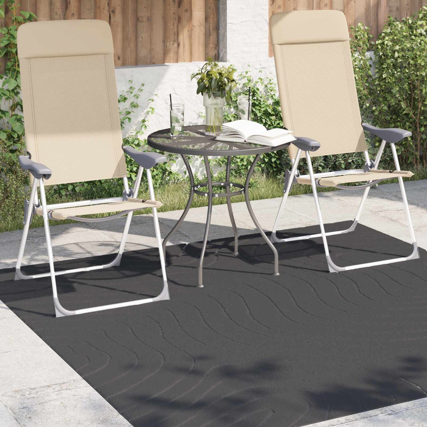 Områdetæpper Firkantet PALMERAS Antracit 120 x 120 cm Polyester