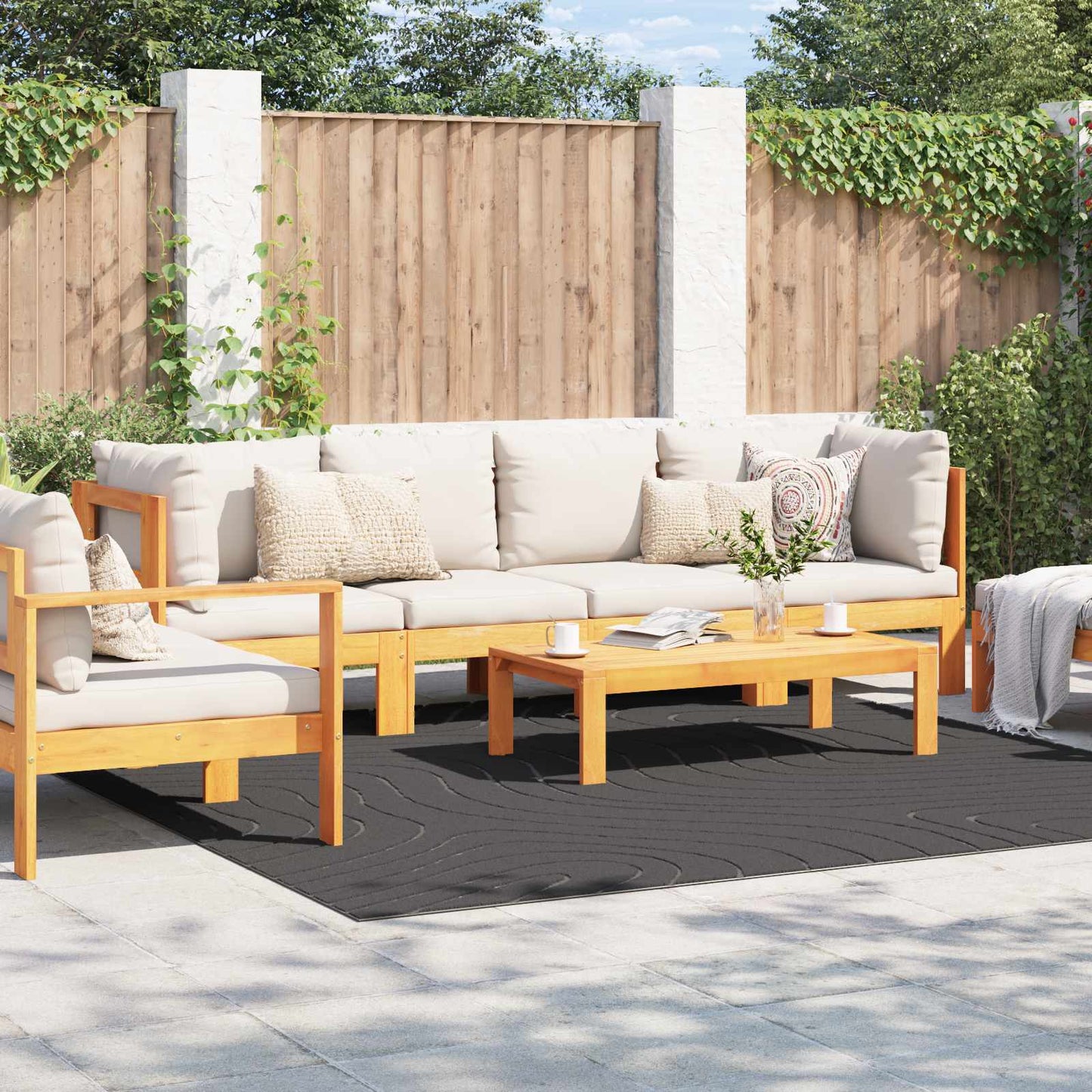 Områdetæpper Firkantet PALMERAS Antracit 240 x 240 cm Polyester