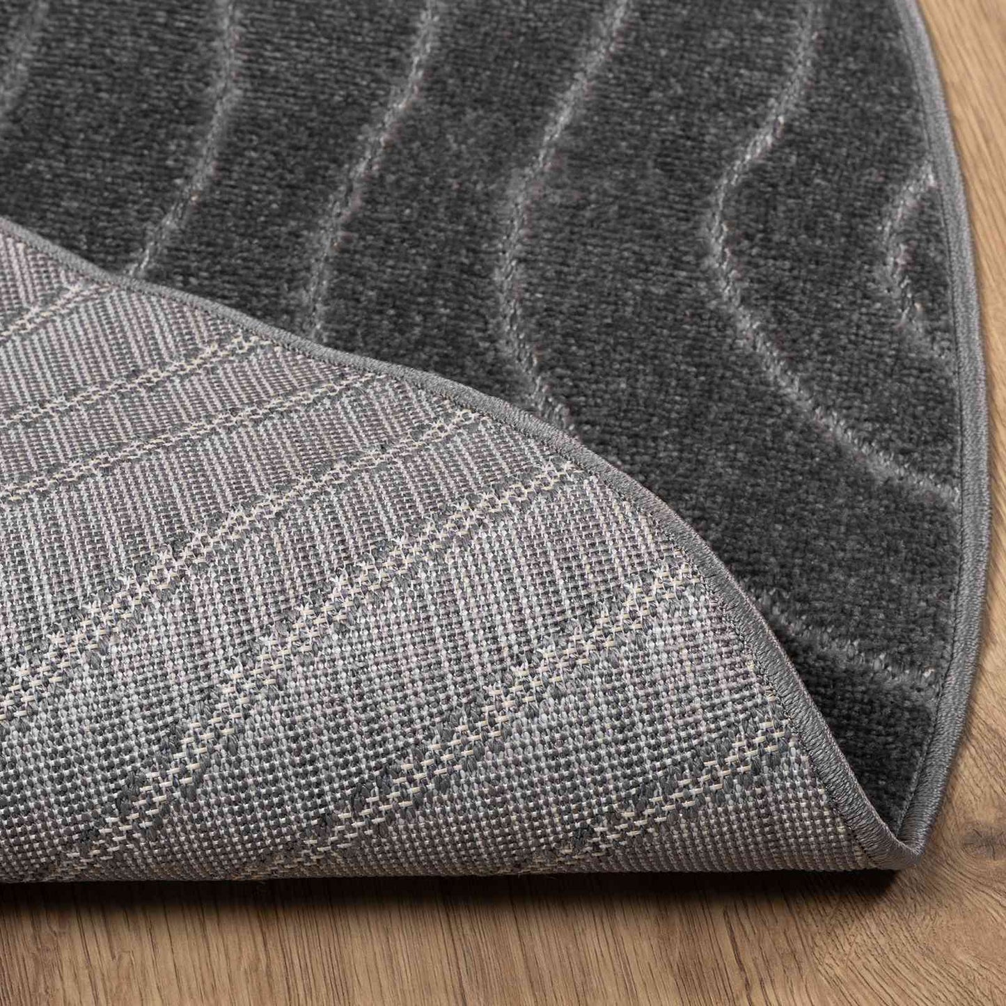 Områdetæpper Rund PALMERAS Antracit Ø 200 CM Polyester