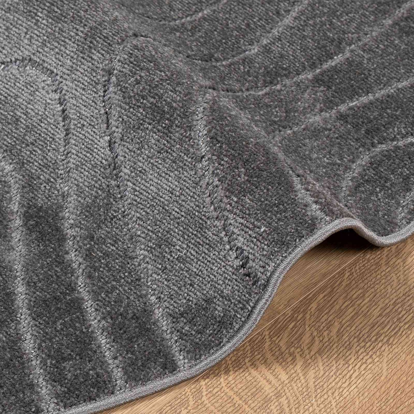 Områdetæpper Rund PALMERAS Antracit Ø 200 CM Polyester