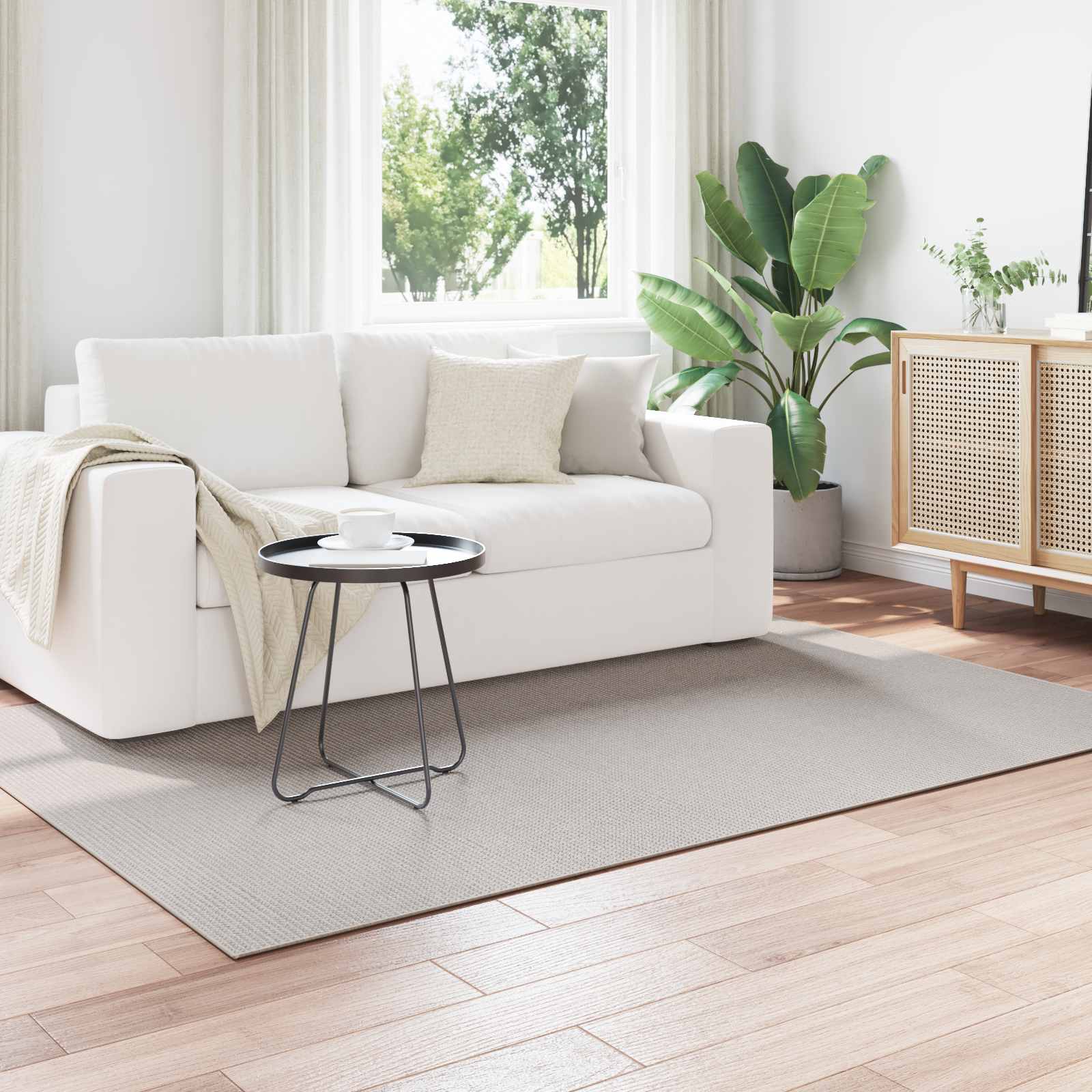 Områdetæpper Rektangulær LUGO Creme 200 x 140 cm Polyester billede