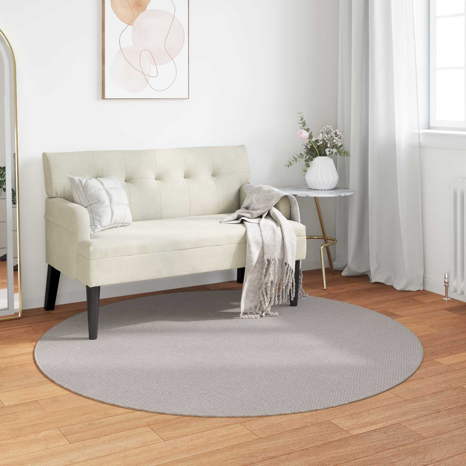 Områdetæpper Rund LUGO Creme Ø 160 CM Polyester billede