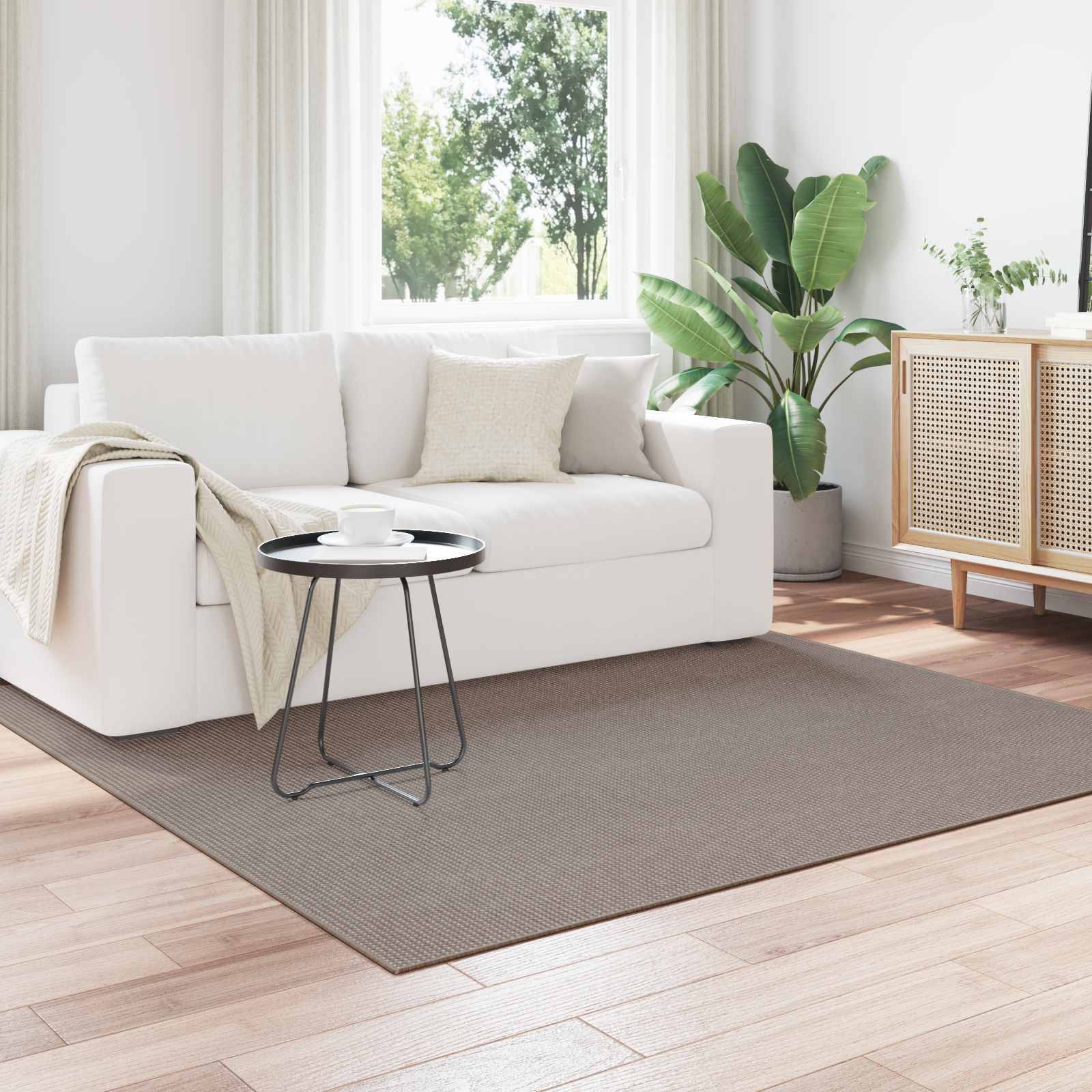 Områdetæpper Firkantet LUGO Gråbrun 120 x 120 cm Polyester billede