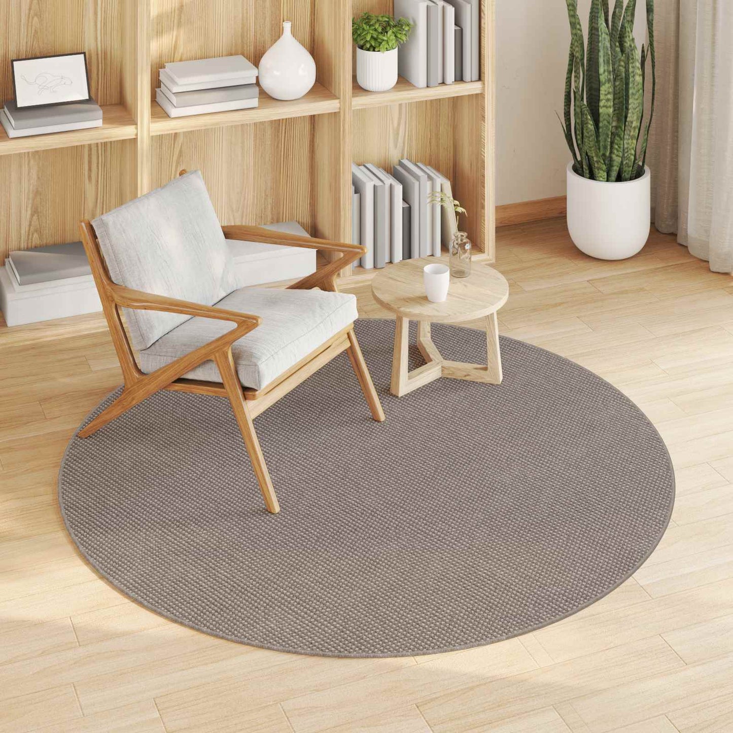 Områdetæpper Rund LUGO Gråbrun Ø 120 CM Polyester