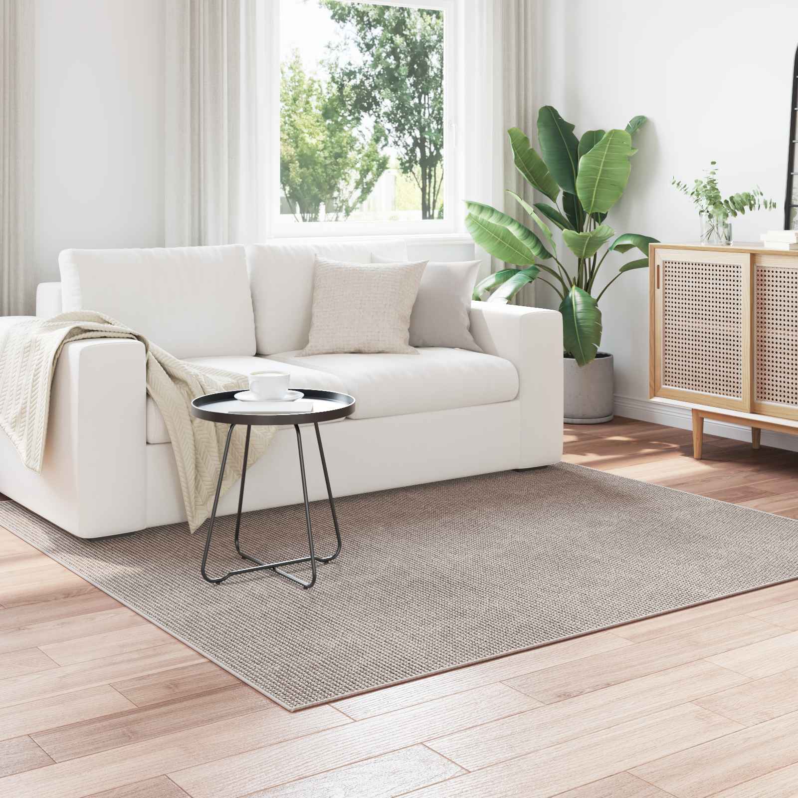 Områdetæpper LUGO Creme og Taupe 120 x 120 cm Polyester billede