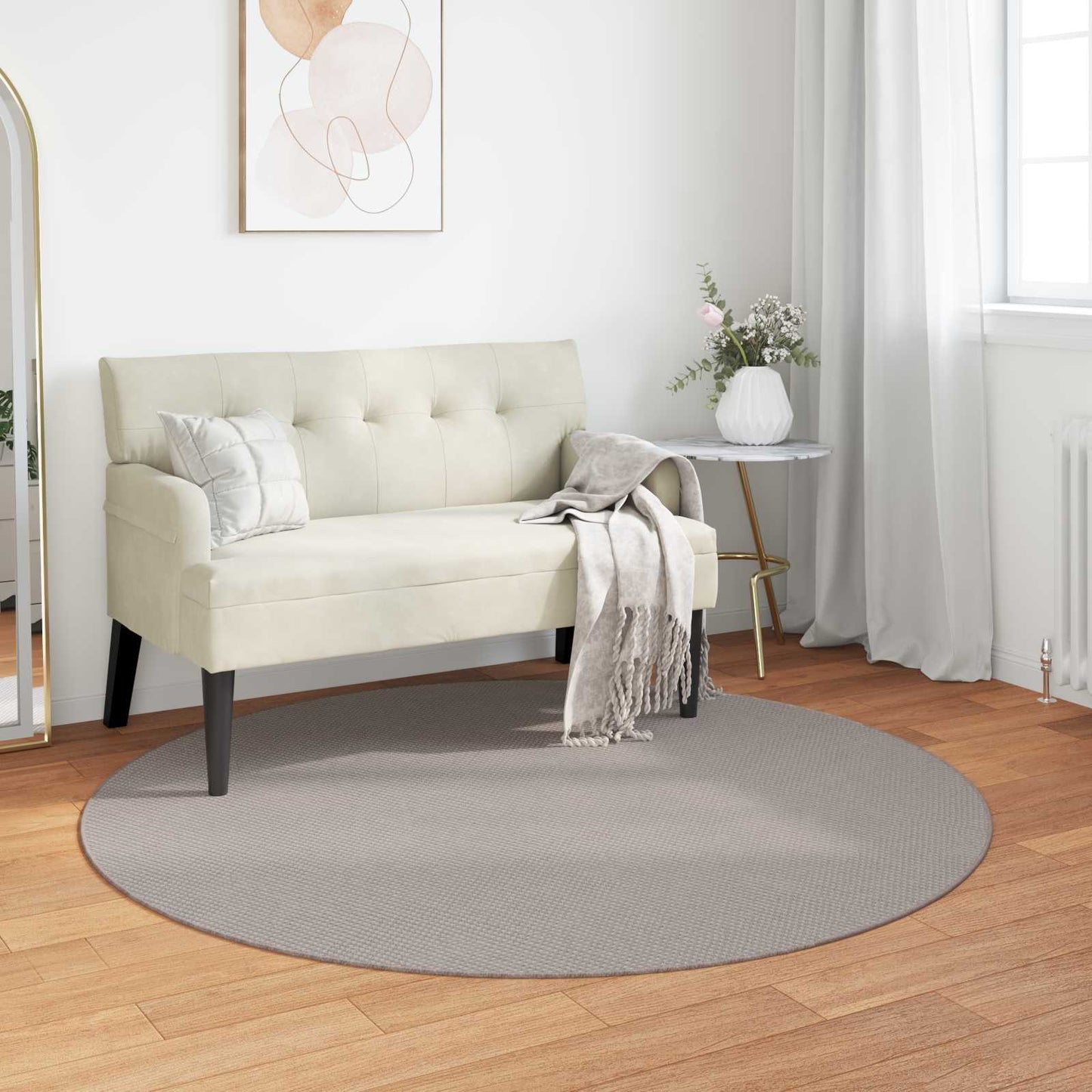 Områdetæpper Rund LUGO Creme og Taupe Ø 160 CM Polyester