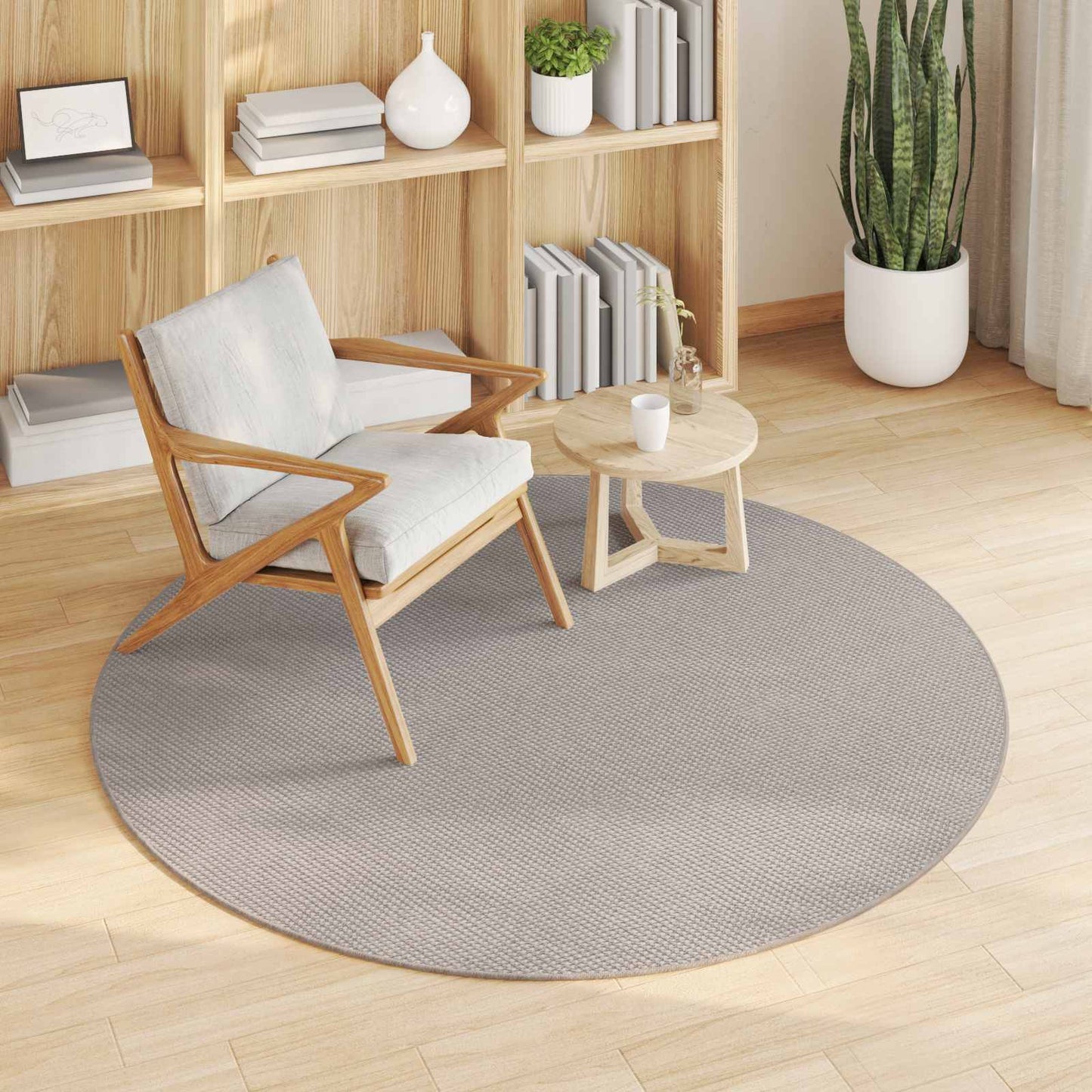 Områdetæpper Rund LUGO Creme og Taupe Ø 200 CM Polyester