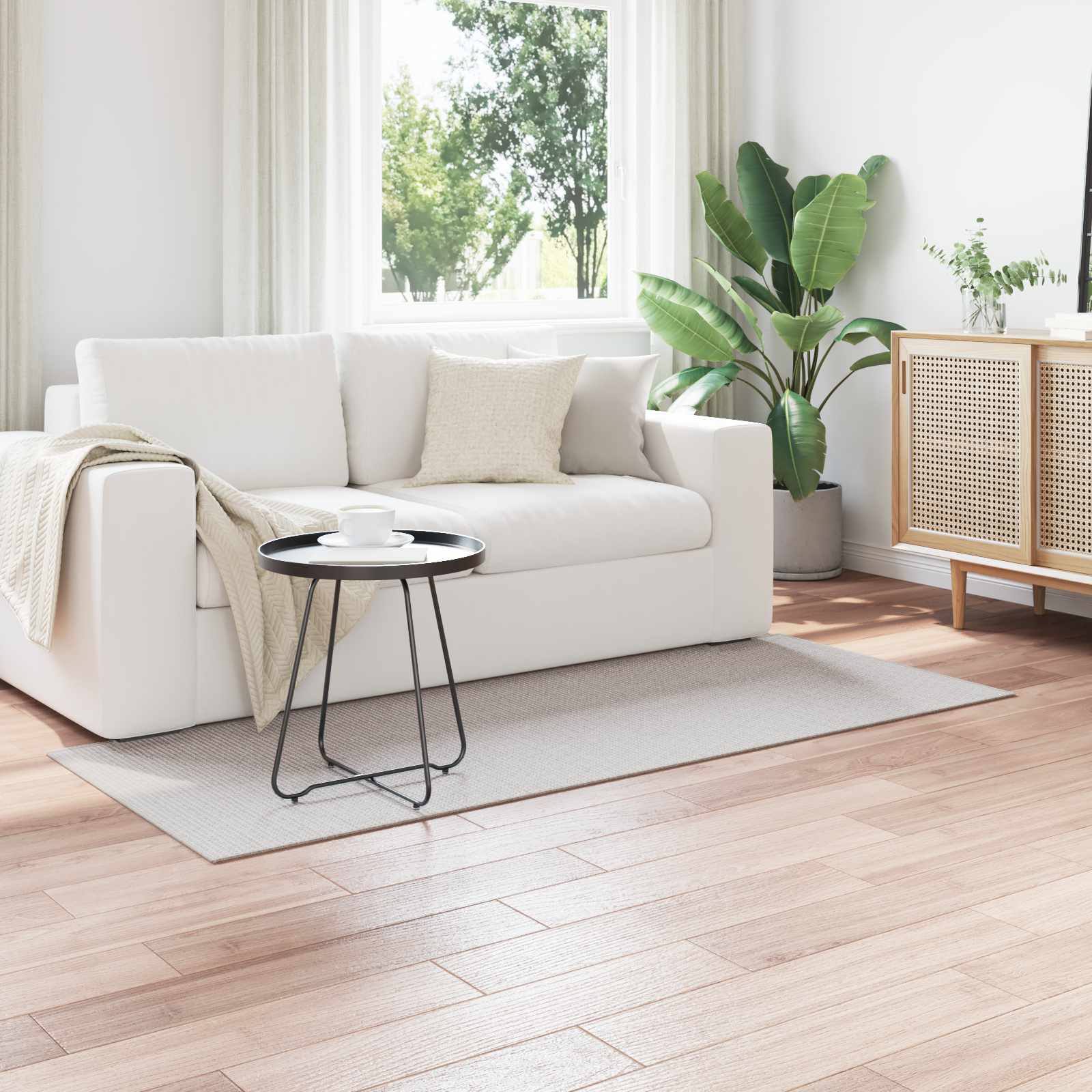 Områdetæpper Rektangulær LUGO Creme og grå 80 x 200 cm billede