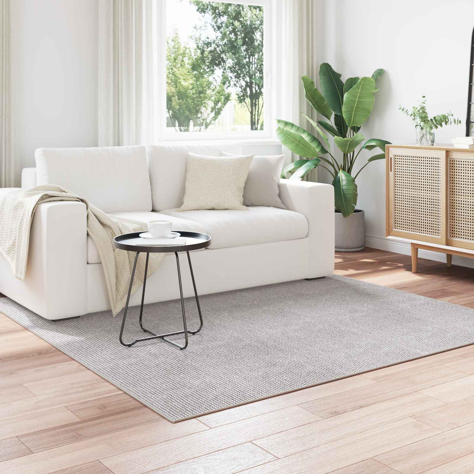 Områdetæpper Firkantet LUGO Creme og grå 120 x 120 cm Polyester billede