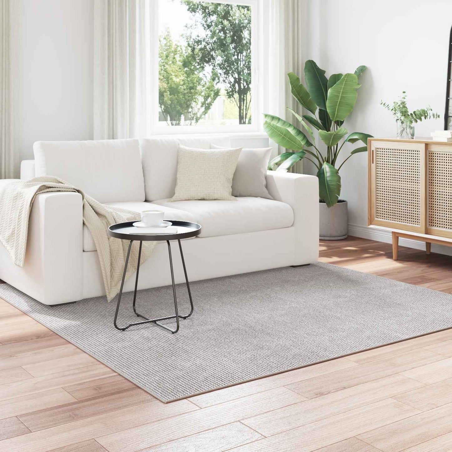 Områdetæpper Firkantet LUGO Creme og grå 200 x 200 cm Polyester