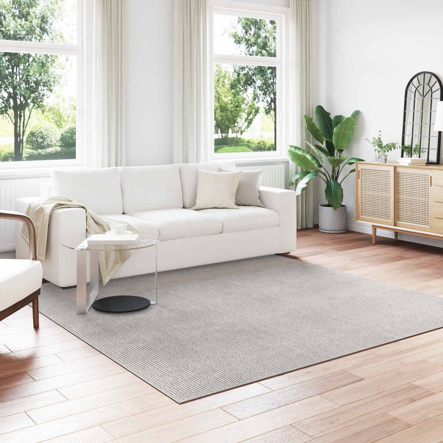 Områdetæpper Firkantet LUGO Creme og grå 240 x 240 cm Polyester
