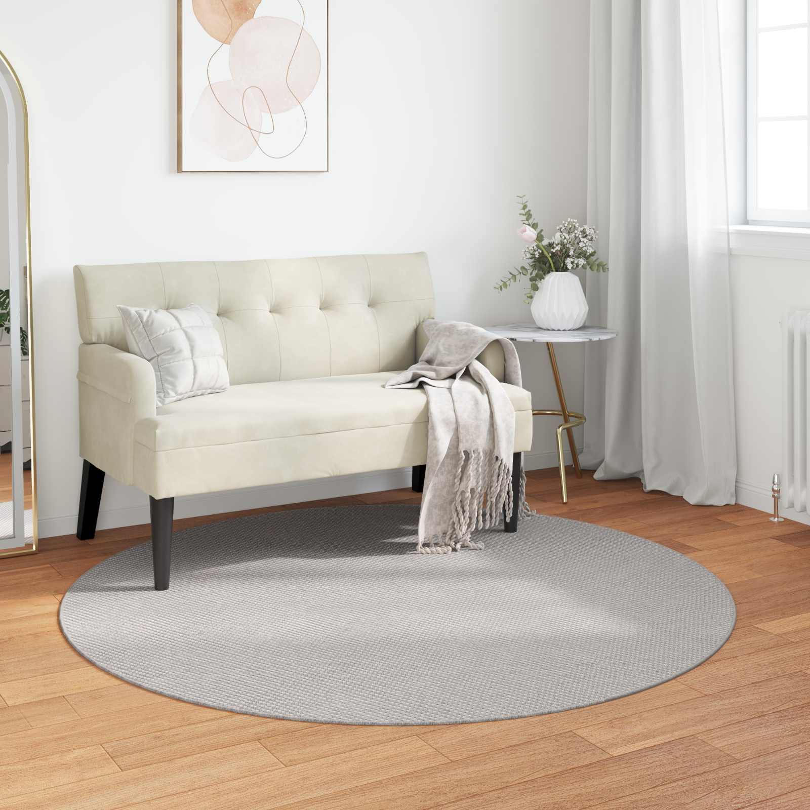 Områdetæpper Rund LUGO Creme og grå Ø 120 CM Polyester billede