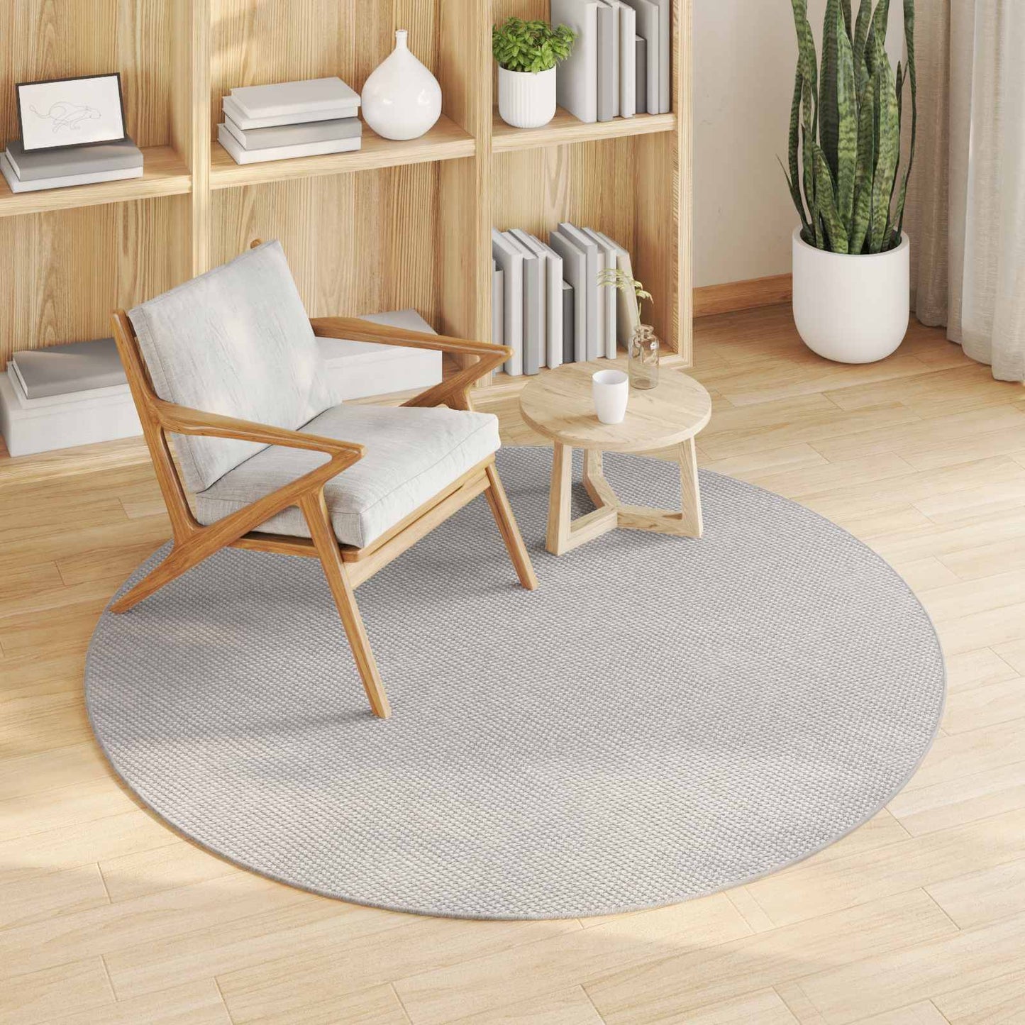 Områdetæpper Rund LUGO Creme og grå Ø 160 CM Polyester