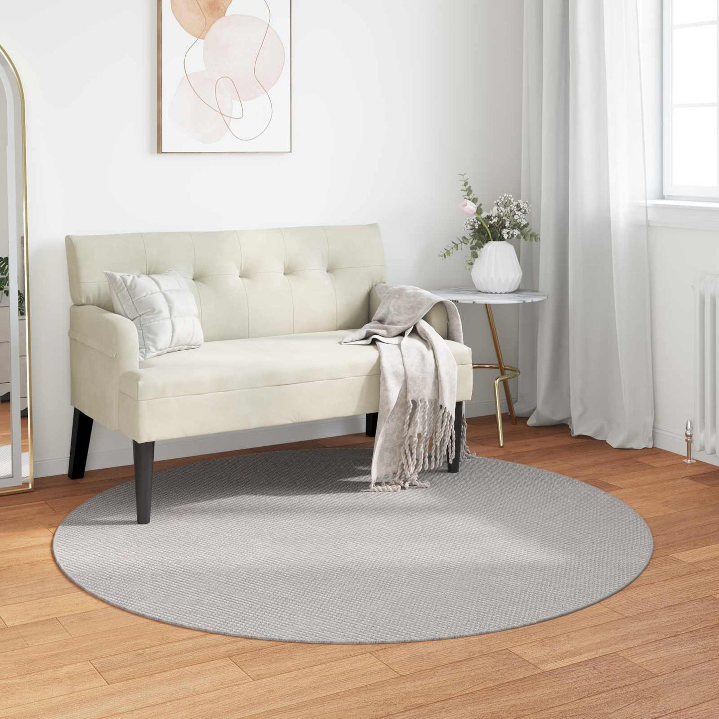 Områdetæpper Rund LUGO Creme og grå Ø 200 CM Polyester