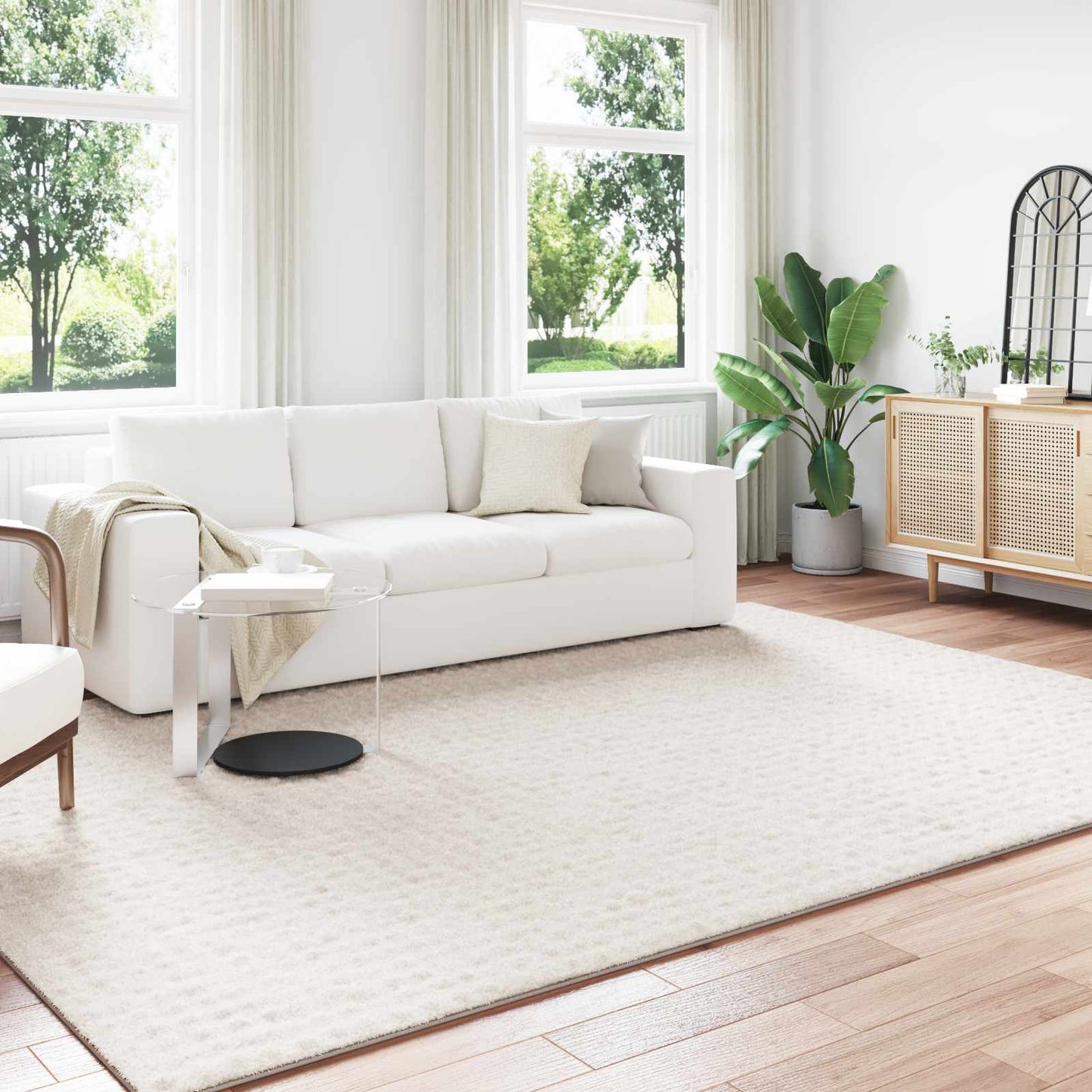 Områdetæpper Rektangulær SIROLO Creme 340 x 240 cm Polyester