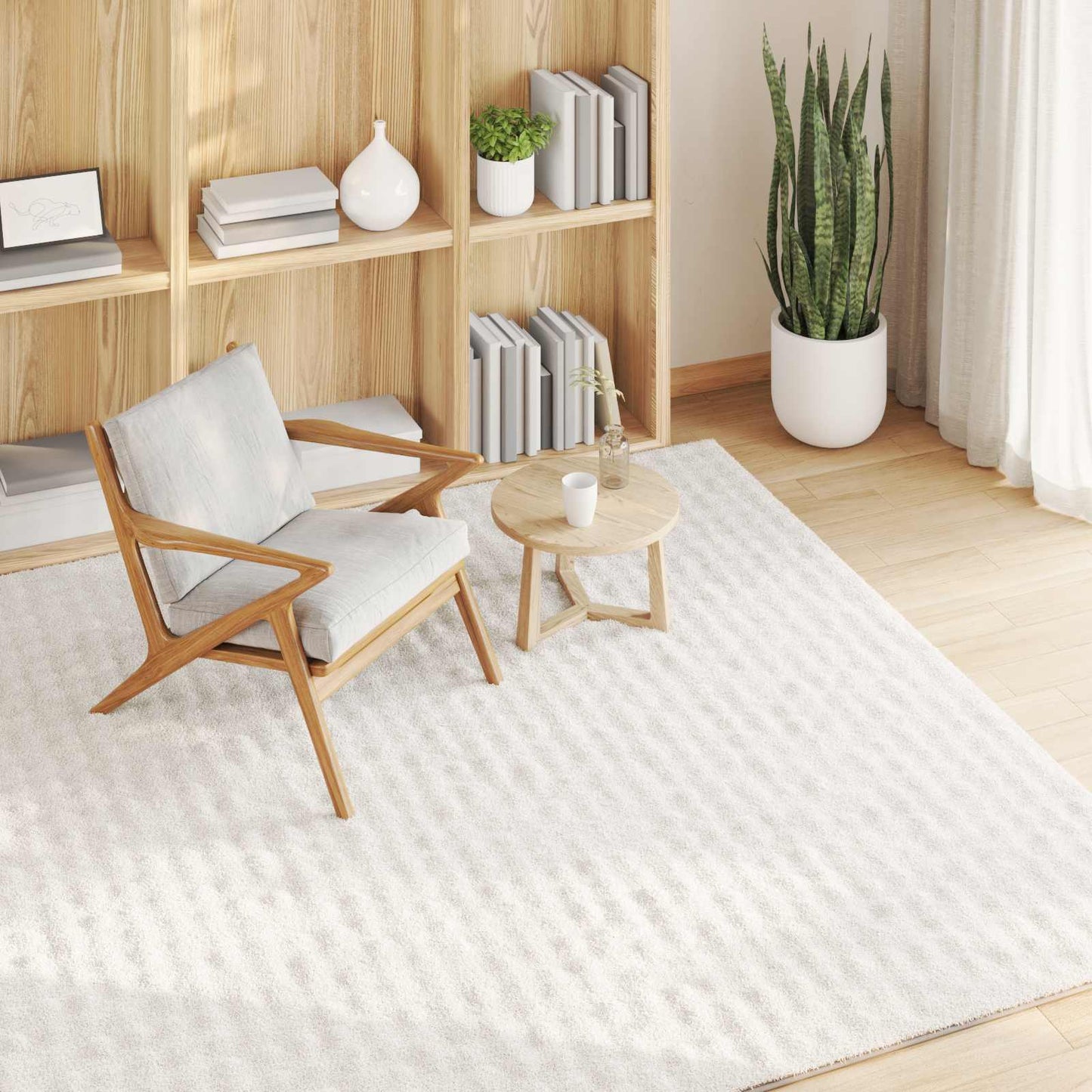Områdetæpper Firkantet SIROLO Creme 240 x 240 cm Polyester
