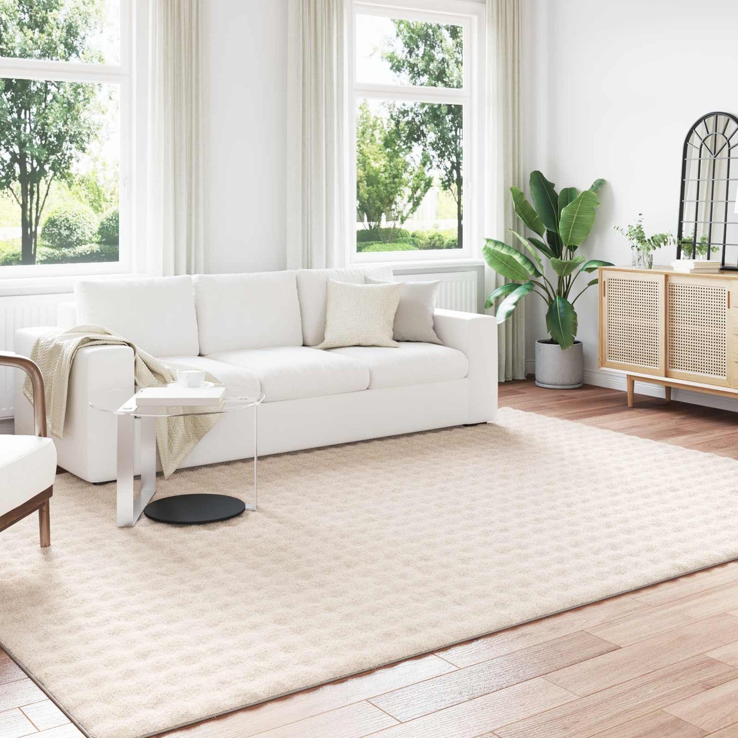 Områdetæpper Rektangulær SIROLO Beige 340 x 240 cm Polyester