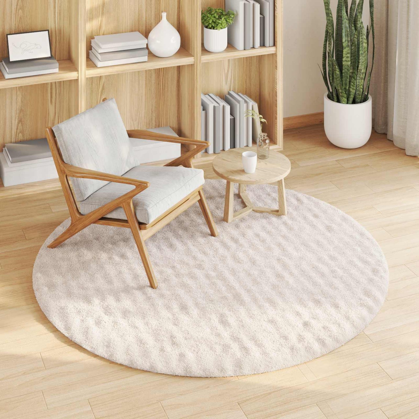 Områdetæpper Rund SIROLO Beige Ø 160 CM Polyester