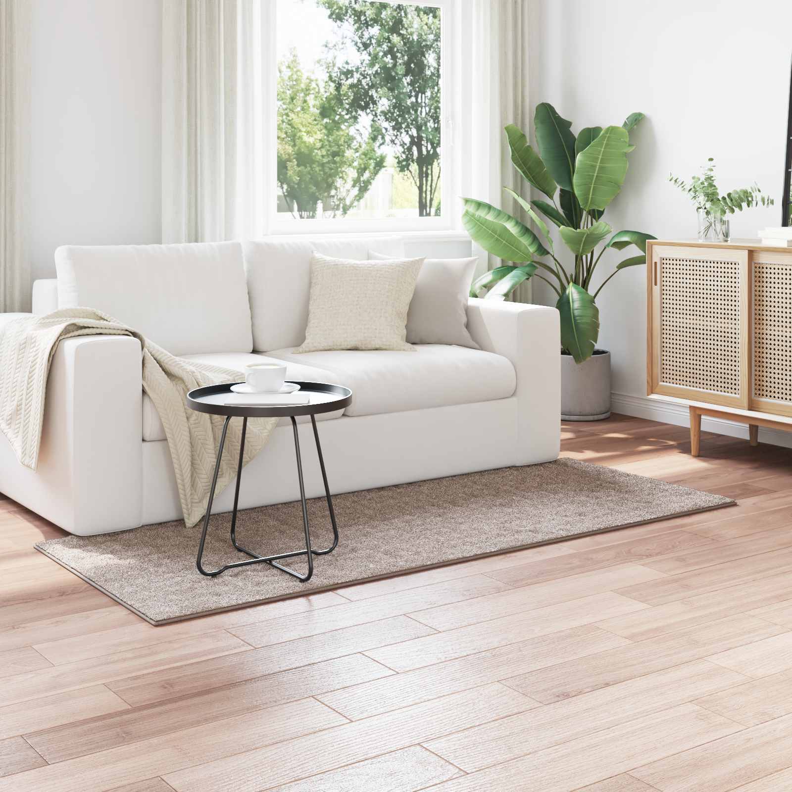 Områdetæpper Rektangulær SIROLO Sandfarvet 150 x 80 cm billede