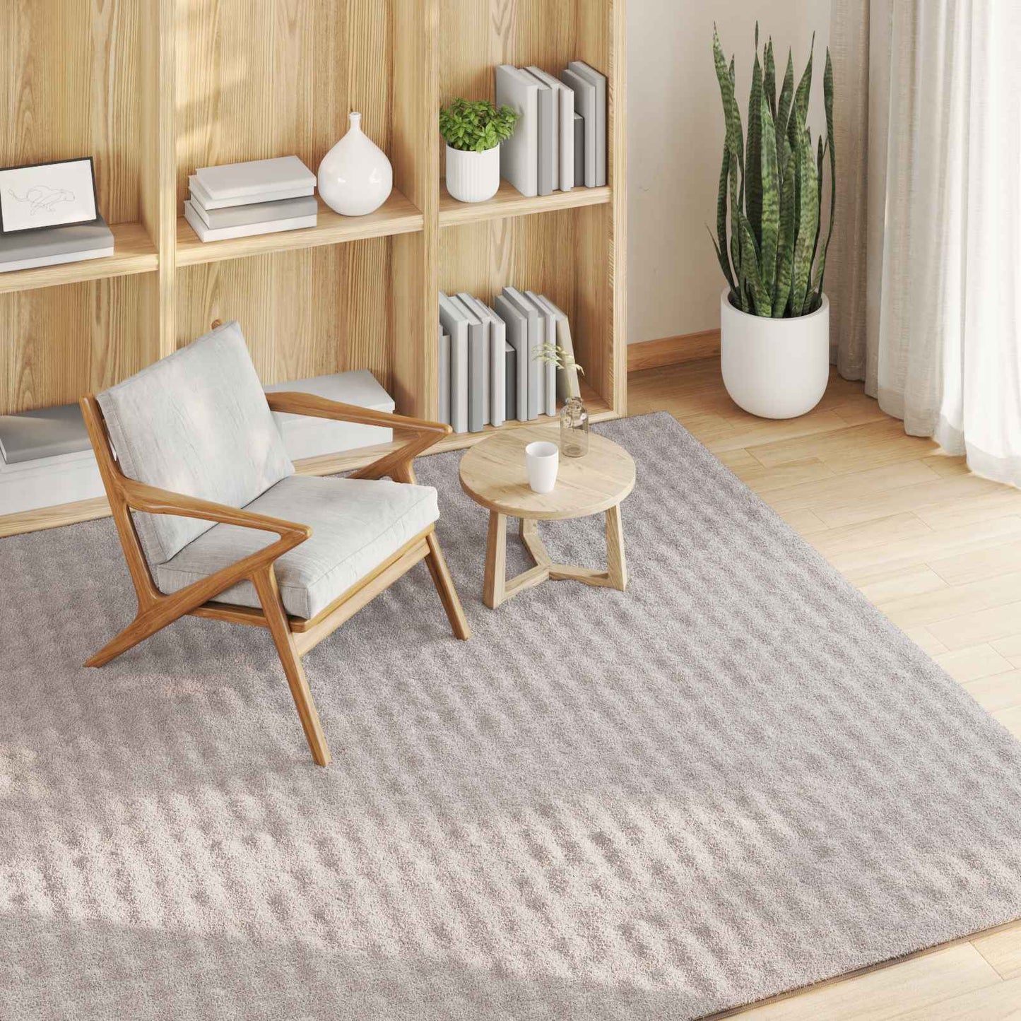 Områdetæpper Firkantet SIROLO Sandfarvet 200 x 200 cm Polyester