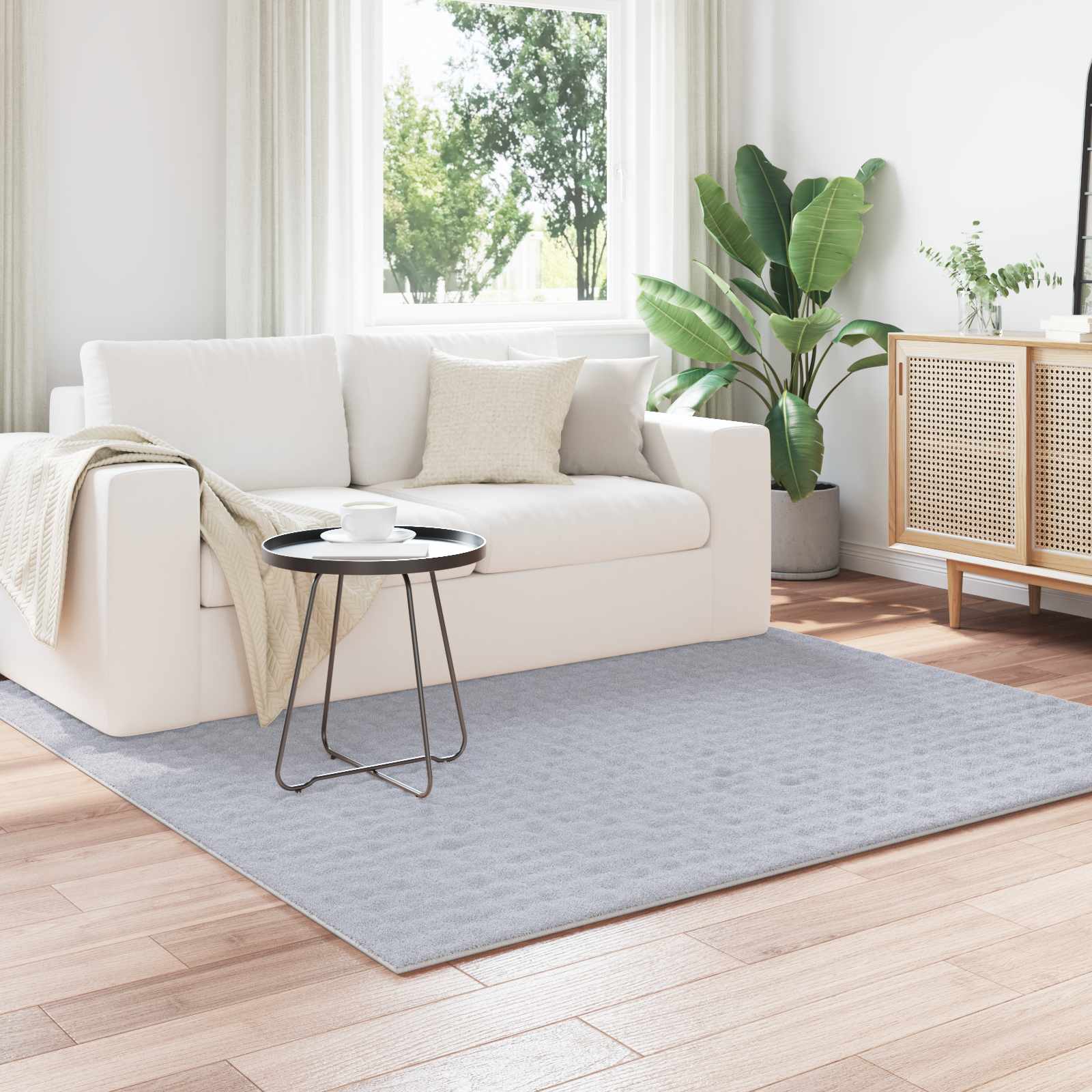 Områdetæpper Firkantet SIROLO Grå 120 x 120 cm Polyester billede