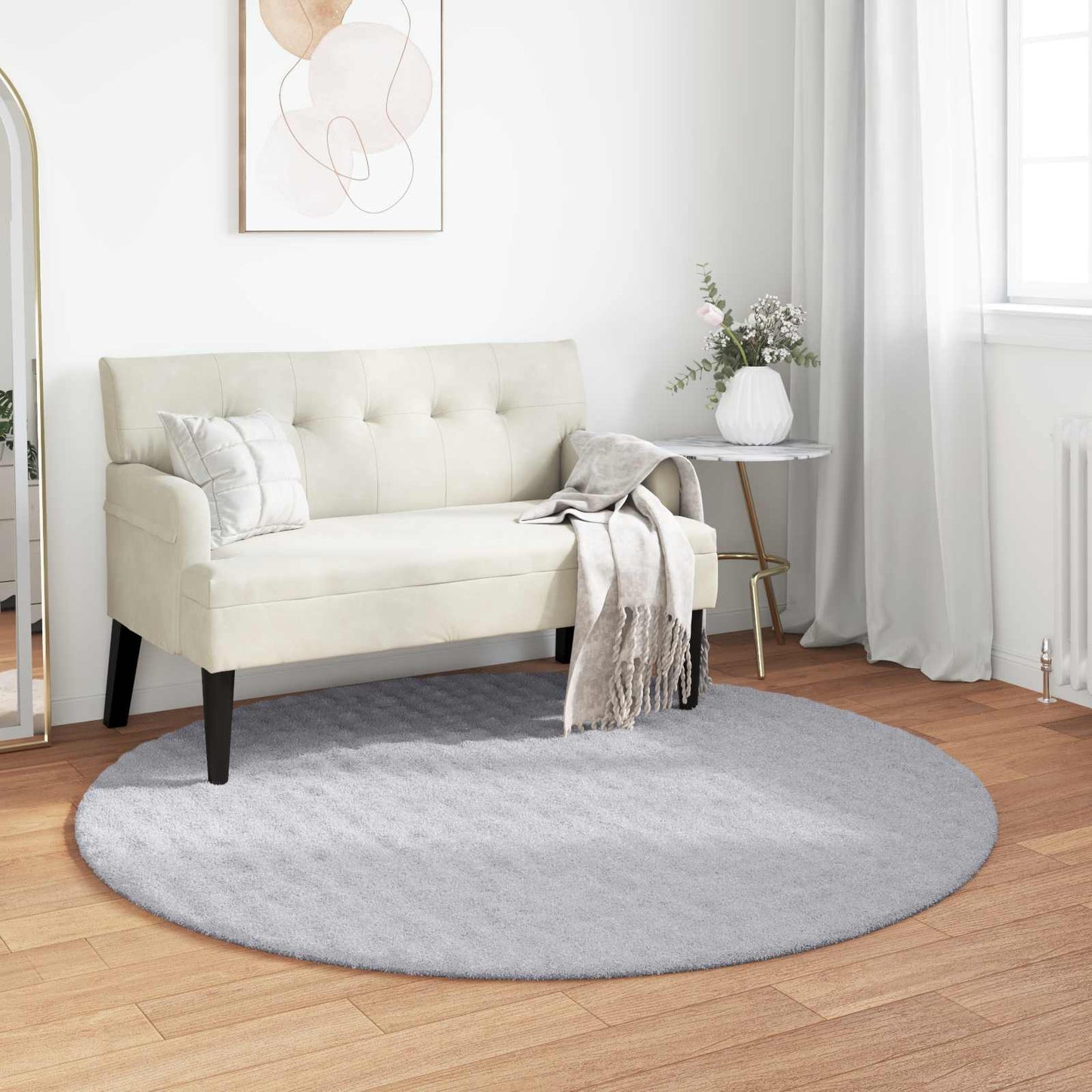 Områdetæpper Rund SIROLO Grå Ø 120 CM Polyester