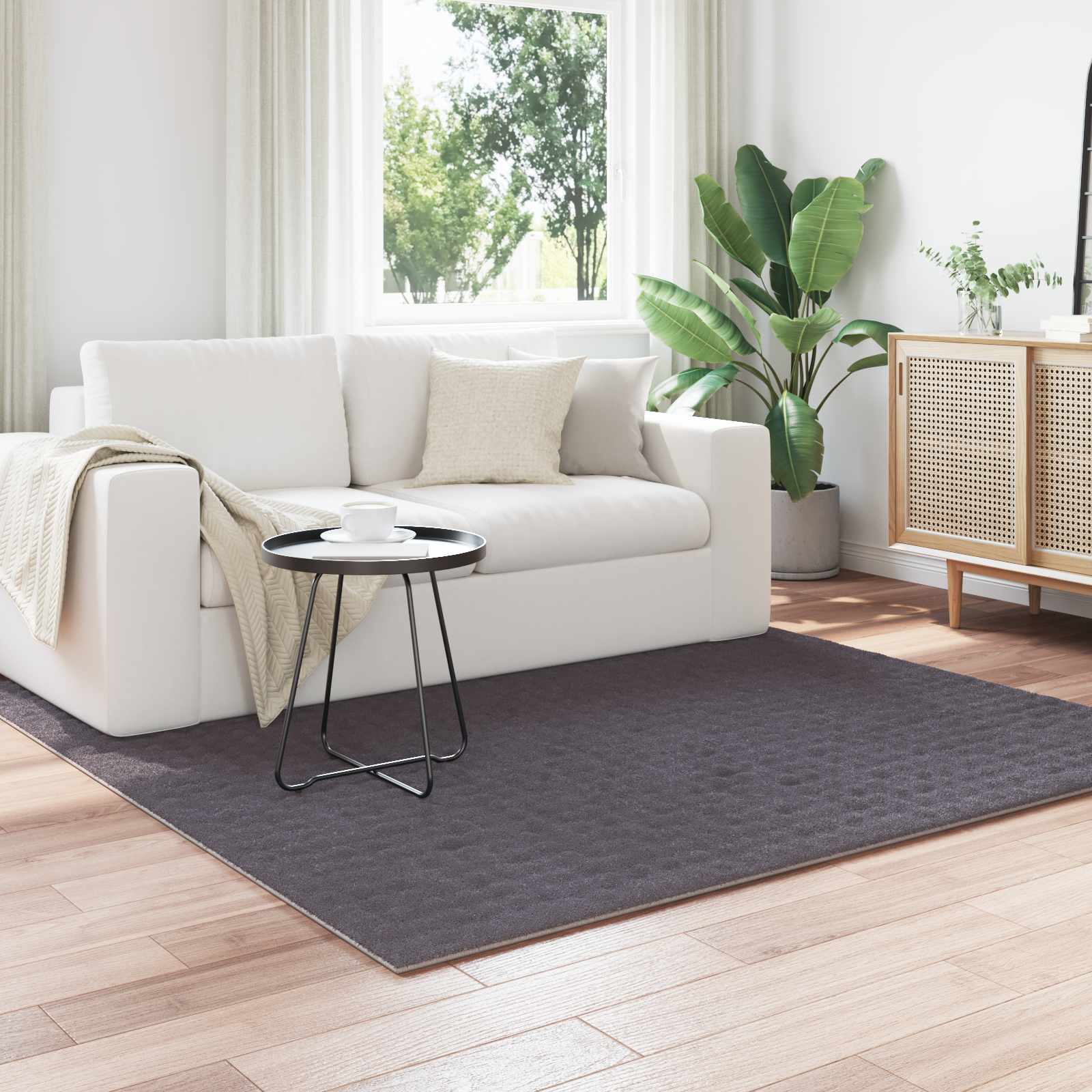 Områdetæpper Firkantet SIROLO Antracit 120 x 120 cm Polyester billede