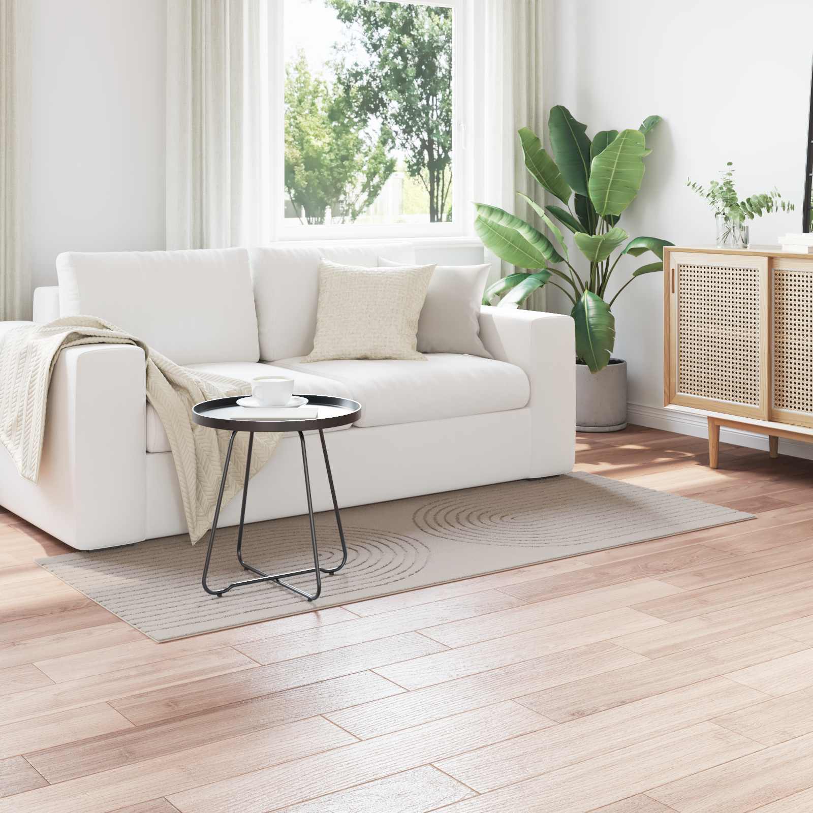 Områdetæpper Rektangulær GALATI Creme 200 x 80 cm Polyester billede