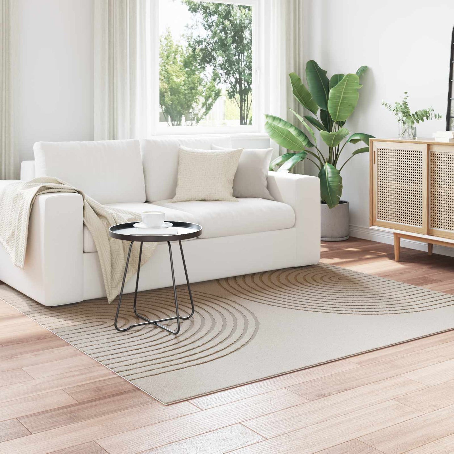 Områdetæpper Firkantet GALATI Creme 200 x 200 cm Polyester
