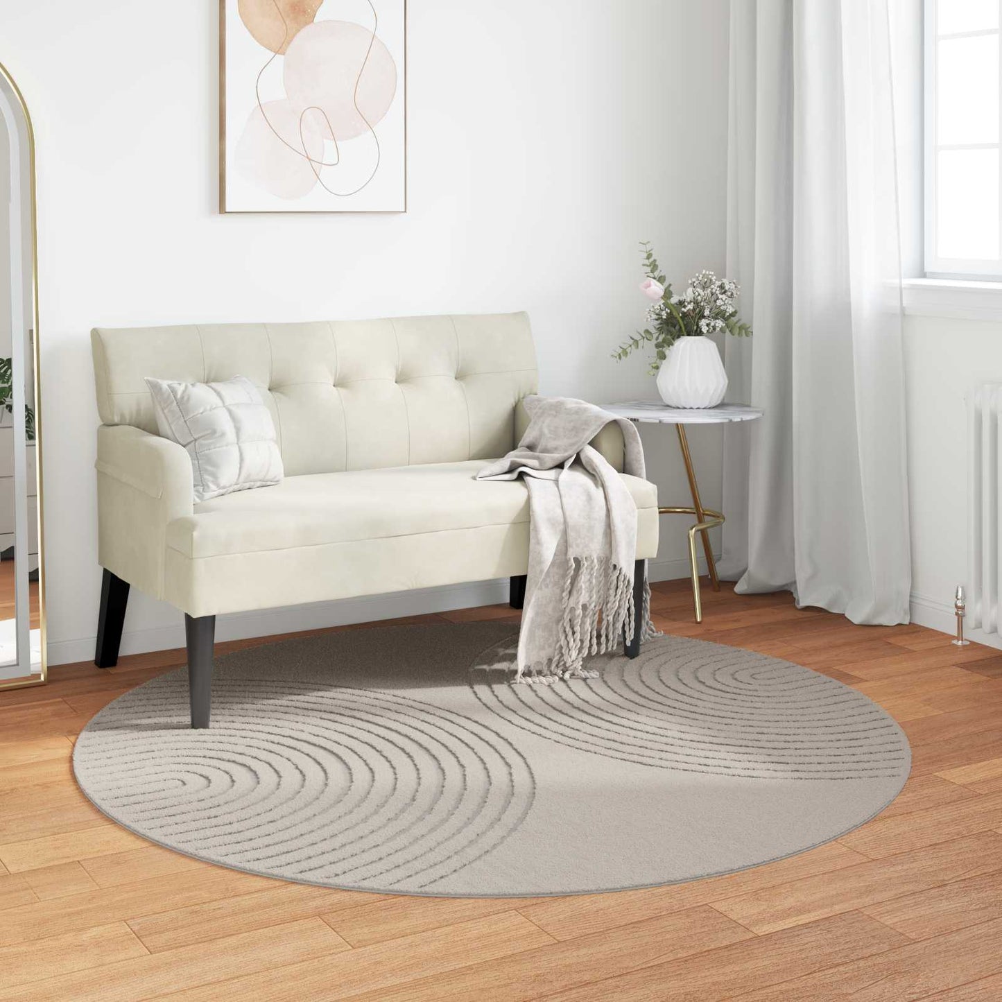 Områdetæpper Rund GALATI Creme Ø 200 CM Polyester