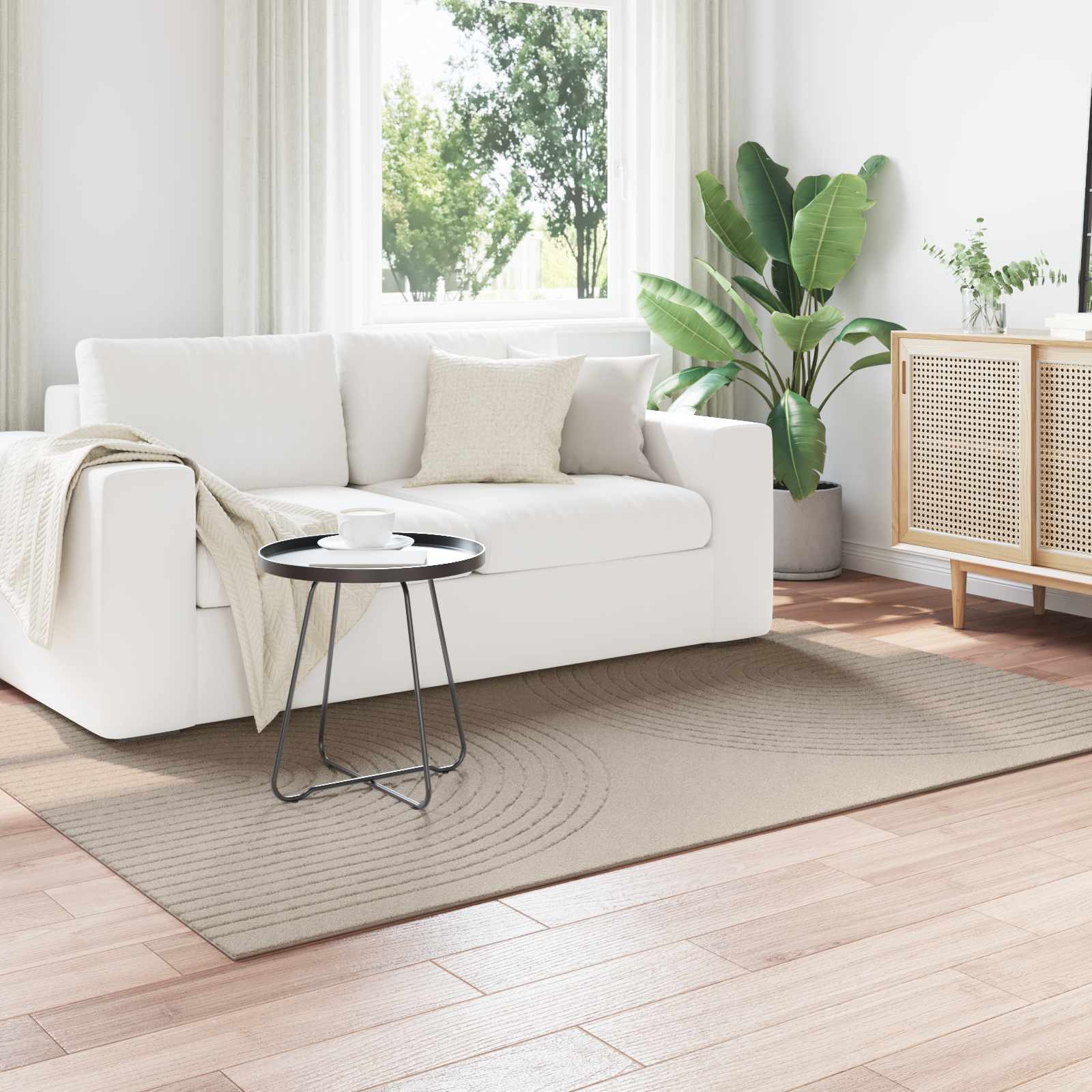 Områdetæpper Rektangulær GALATI Beige 170 x 120 cm Polyester billede