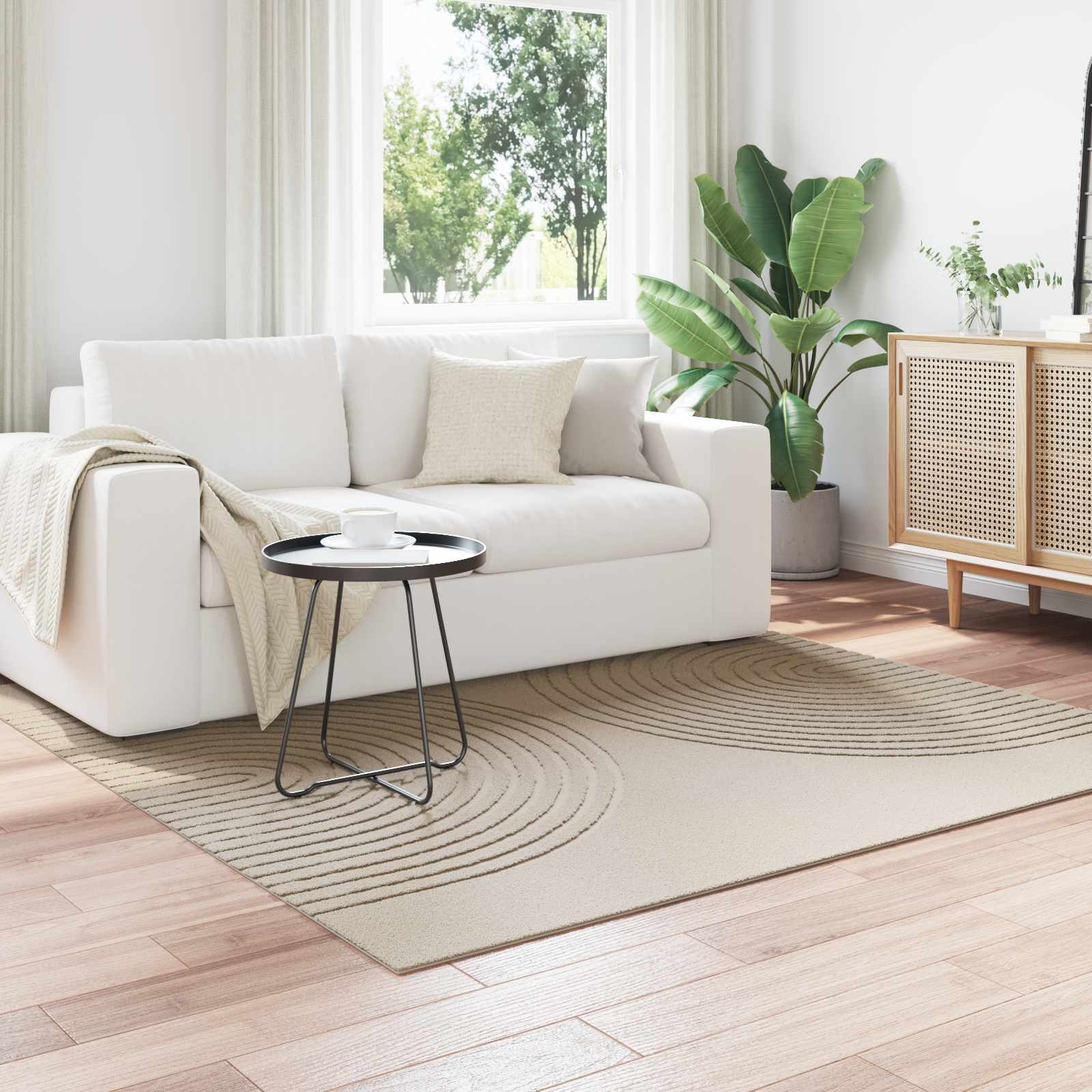 Områdetæpper Firkantet GALATI Beige 120 x 120 cm Polyester billede