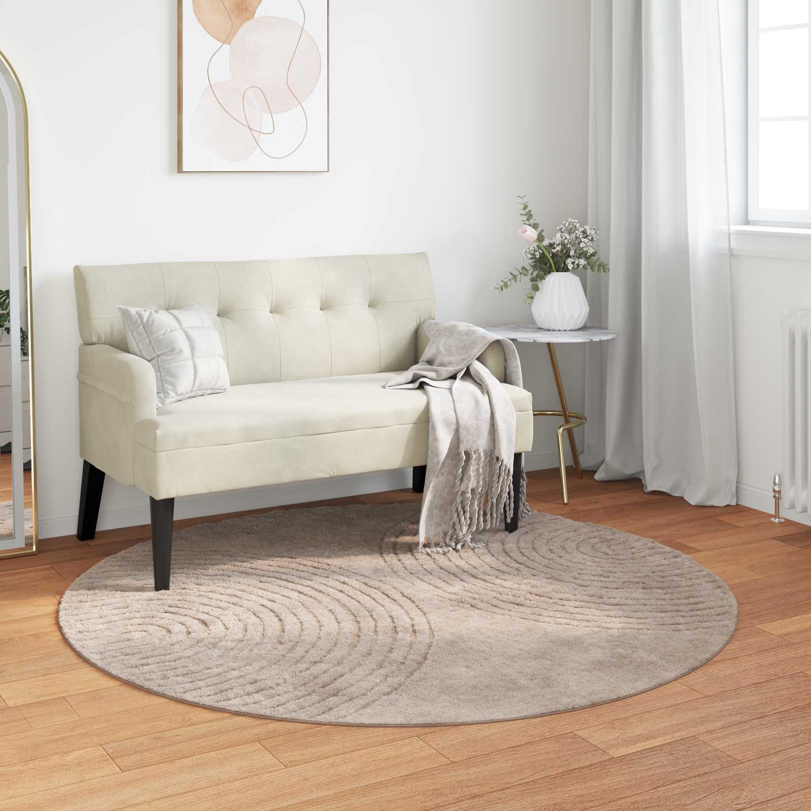 Områdetæpper Rund GALATI Beige Ø 160 CM Polyester billede