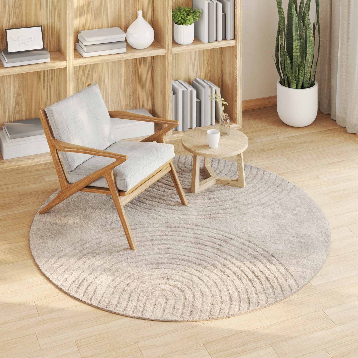 Områdetæpper Rund GALATI Beige Ø 200 CM Polyester