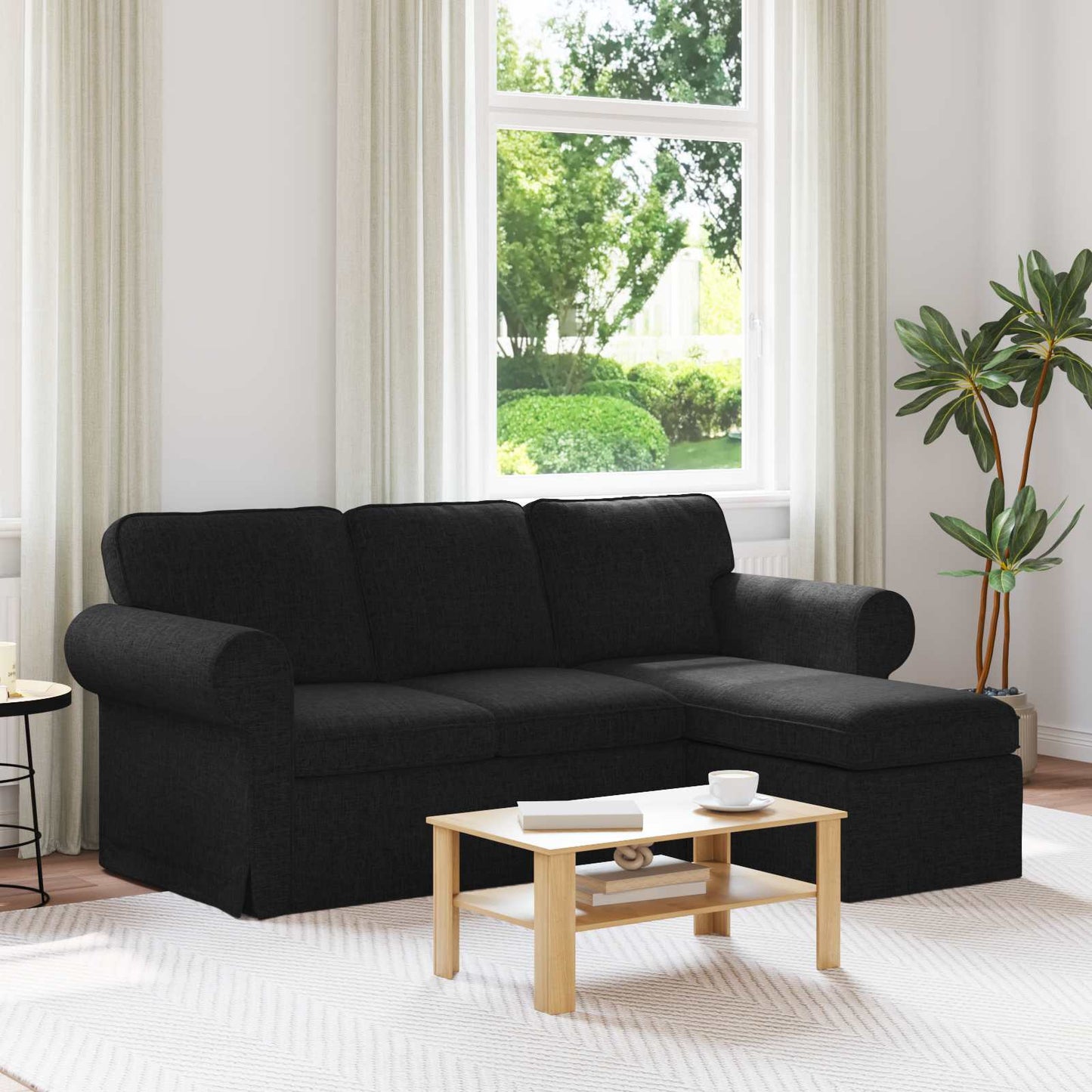 Sofa Sort 195 x 138 x 80 cm Stof